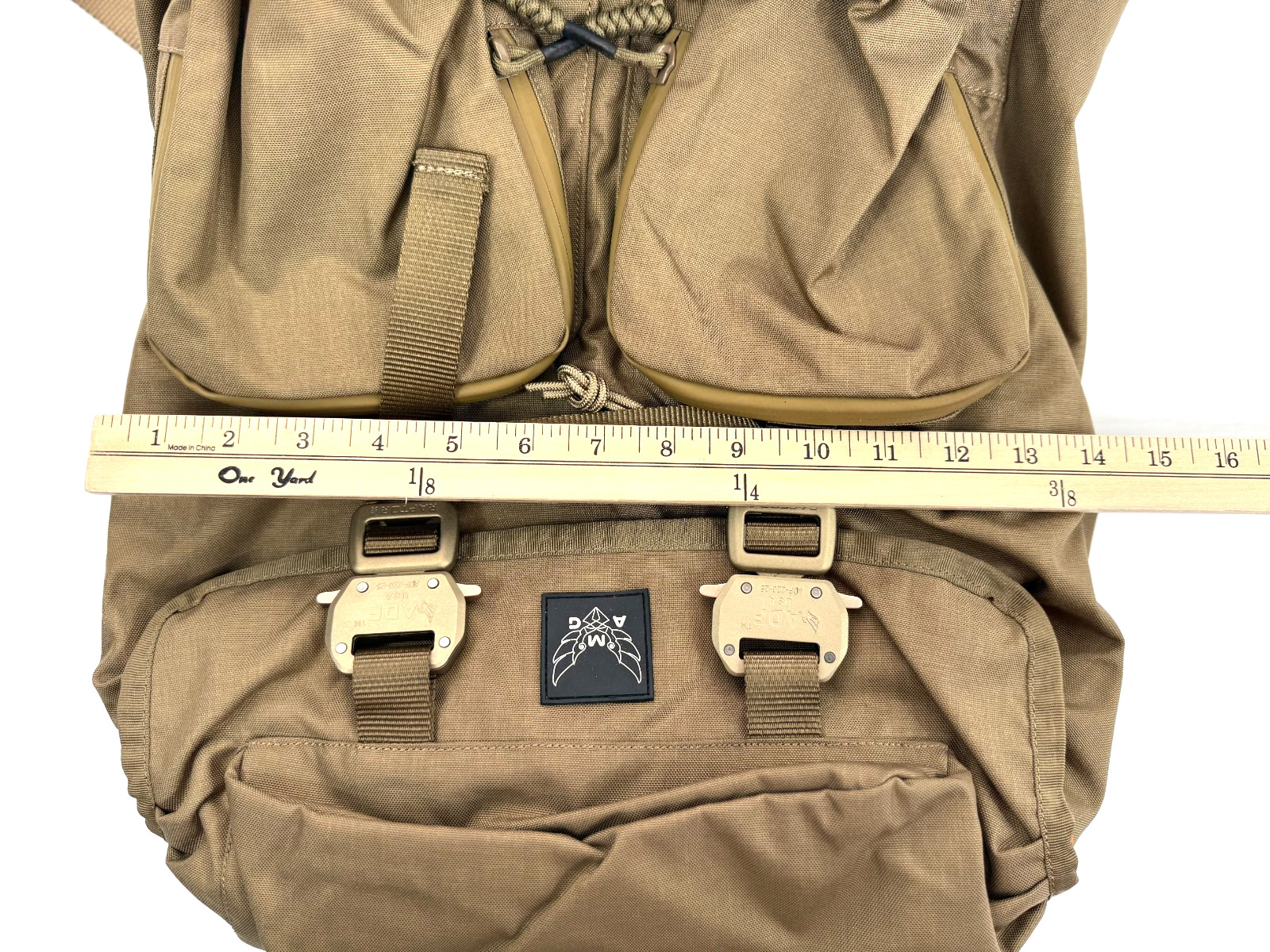 Atomic Mission Gear Parmia Utilitarian Backpack Signature Metal Buckles Coyote