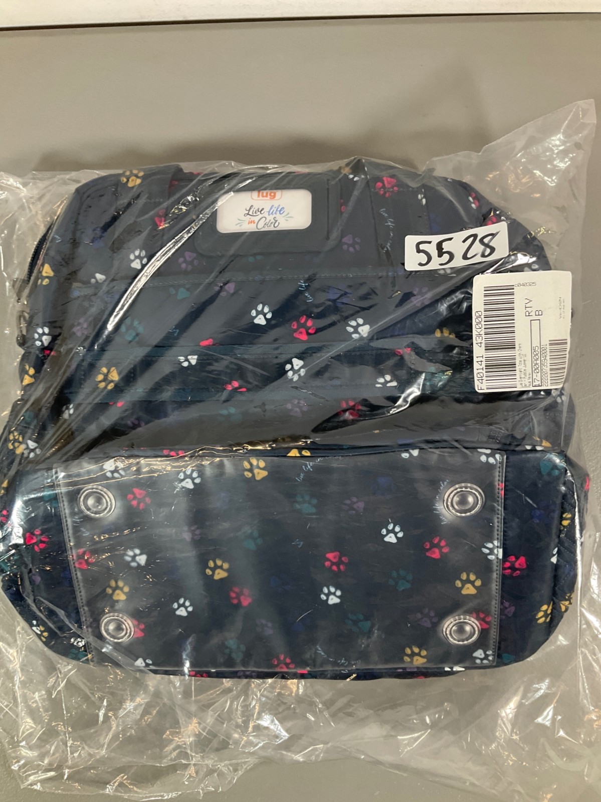 Lug Quilted Overnight Tote Bag – Unisex Navy with Paw Print Charm, Multiple Comp