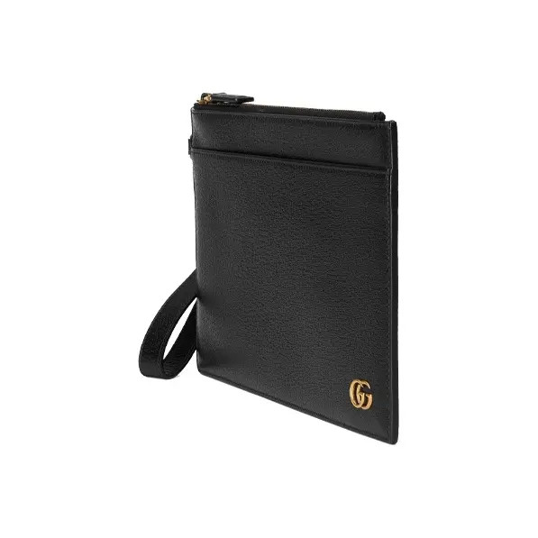 GUCCI GG Marmont Gold Logo Grain Leather Handbag For Men 9.4×6.8 in