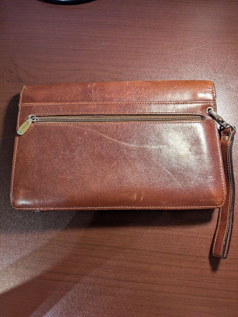 BALLY Leather Clutch Bag Brown Classic Design, Vintage, Durable, 16x24cm