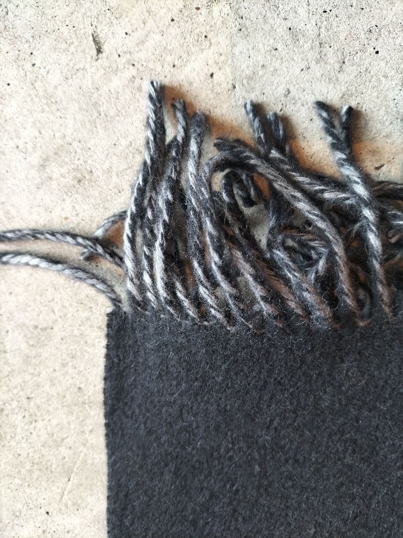 Norlha Yak Wool Large Scarf Shawl with Fringe Black & Gray 175x50cm with box