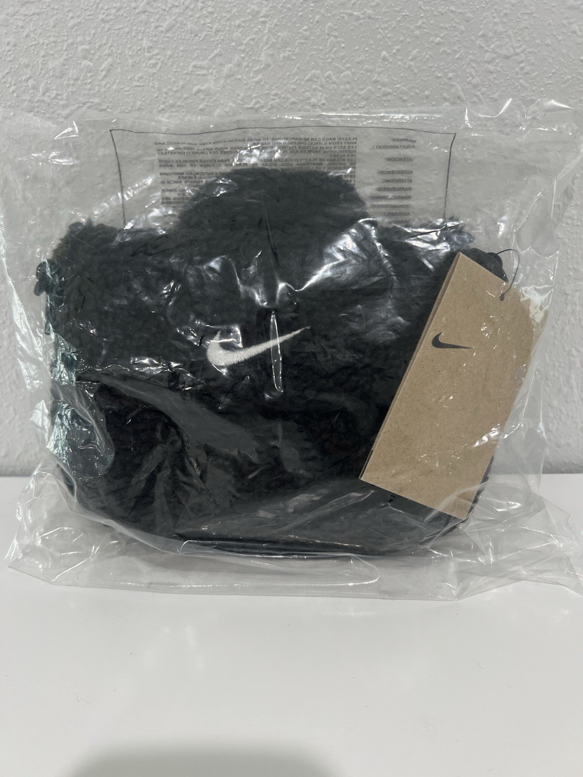 Nike Black Mini Sherpa Crossbody Bag Hook & Loop Flap Zip, Adjustable Strap