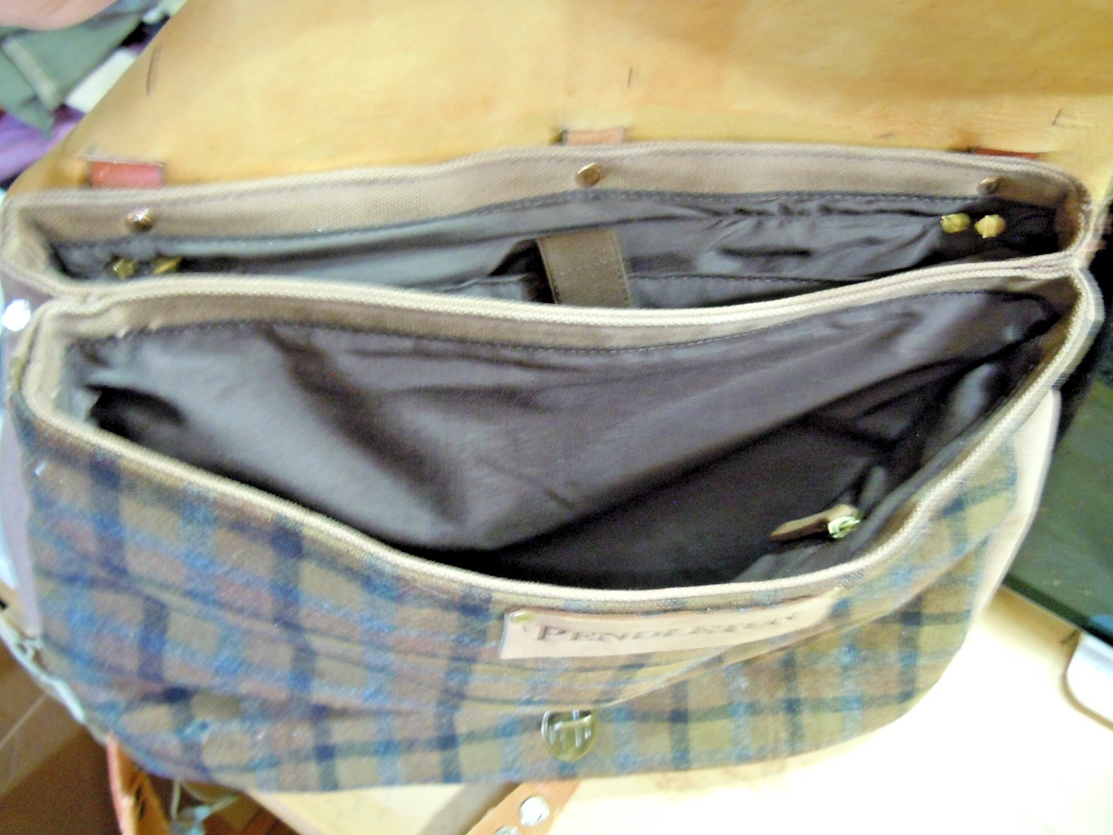 vintage Pendleton Wool Messenger Leather Satchel Brown Briefcase (on sale) #2