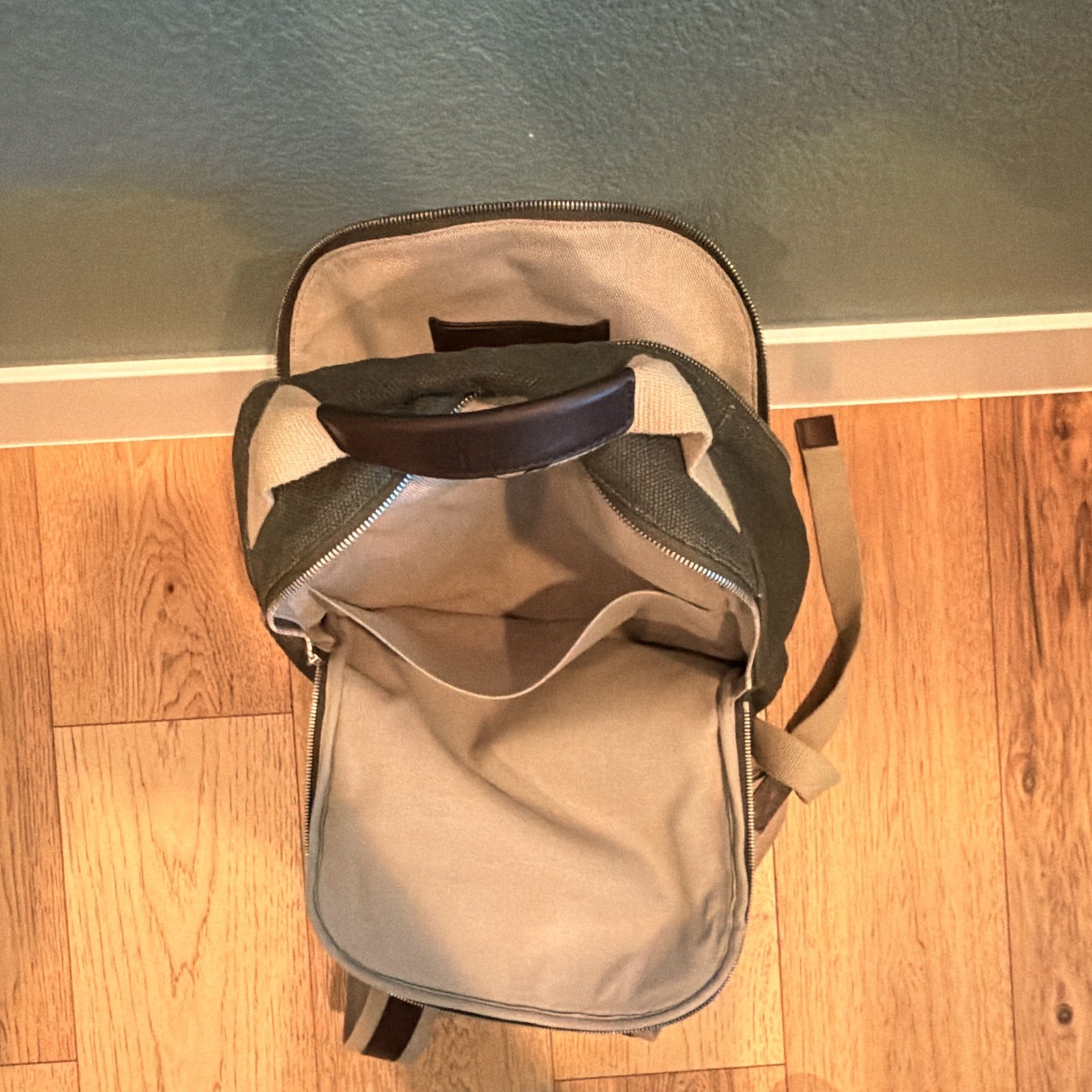 Shinola Canvas Backpack, Green & Beige