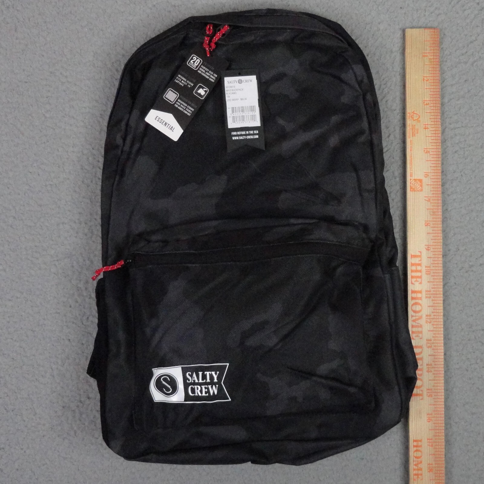 Salty Crew Brig Backpack Black Camo NWT School Book Fishing Beach Laptop Bag 20L