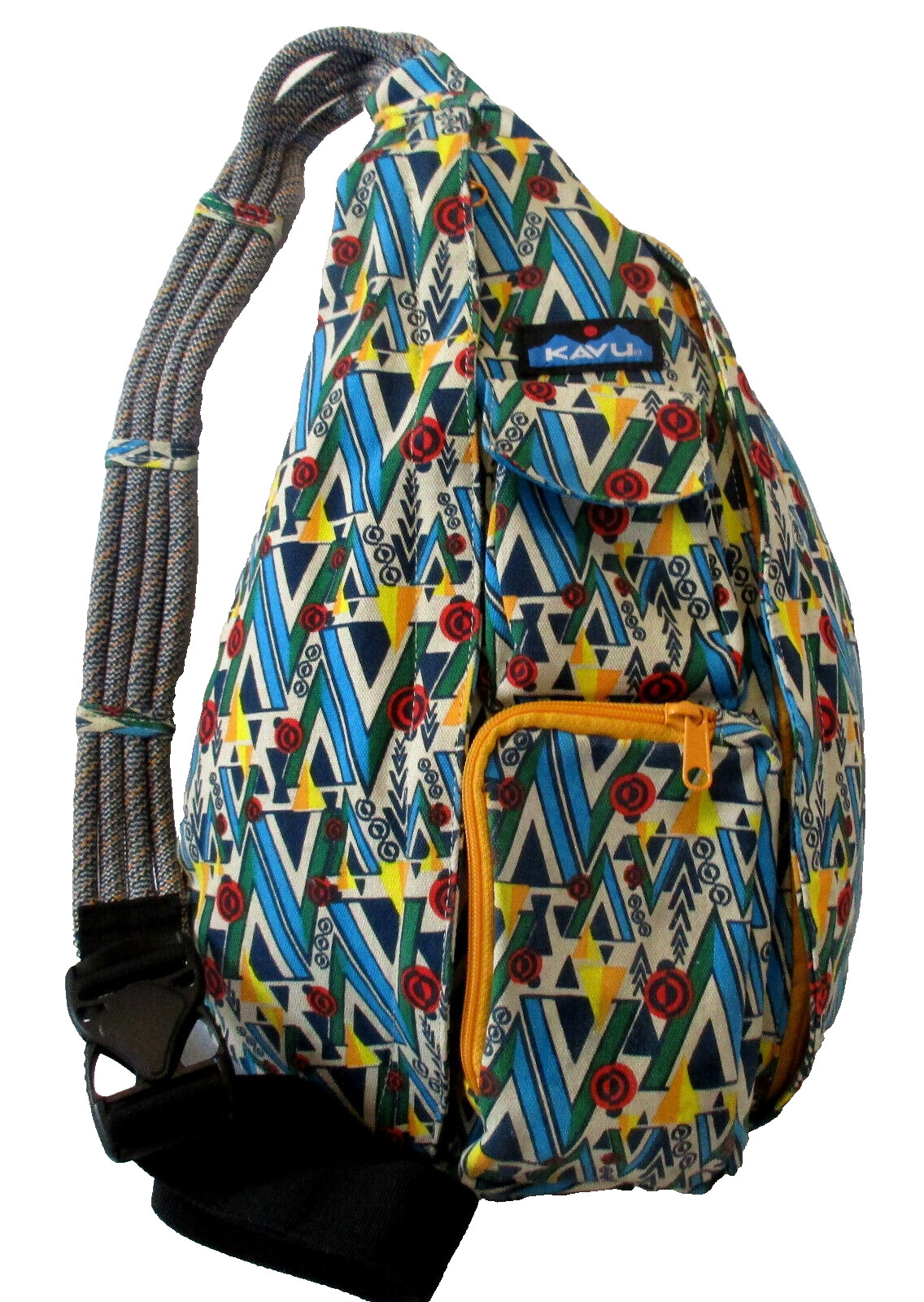 KAVU ROPE SLING BACK SLING BOOK/SWIM BAG MULTICOLOR CANVAS SHOULDER BAG HANDBAG
