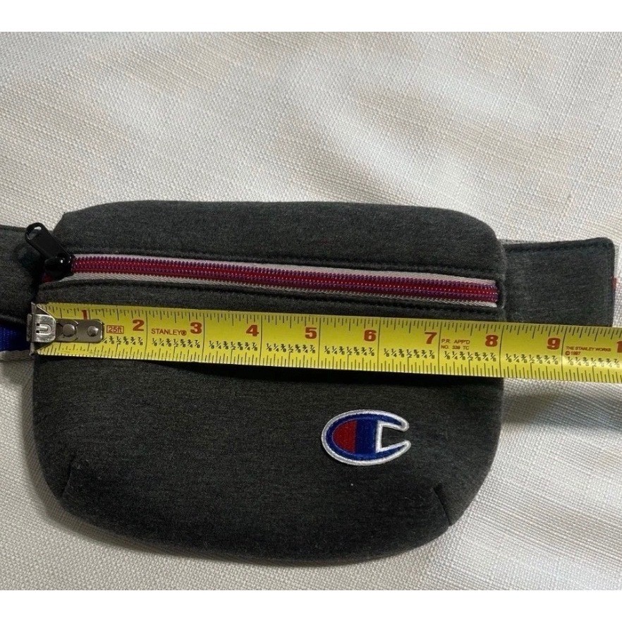 Champion Heritage Jersey Waist Bag Charcoal Heather Gray Striped Fanny Pack