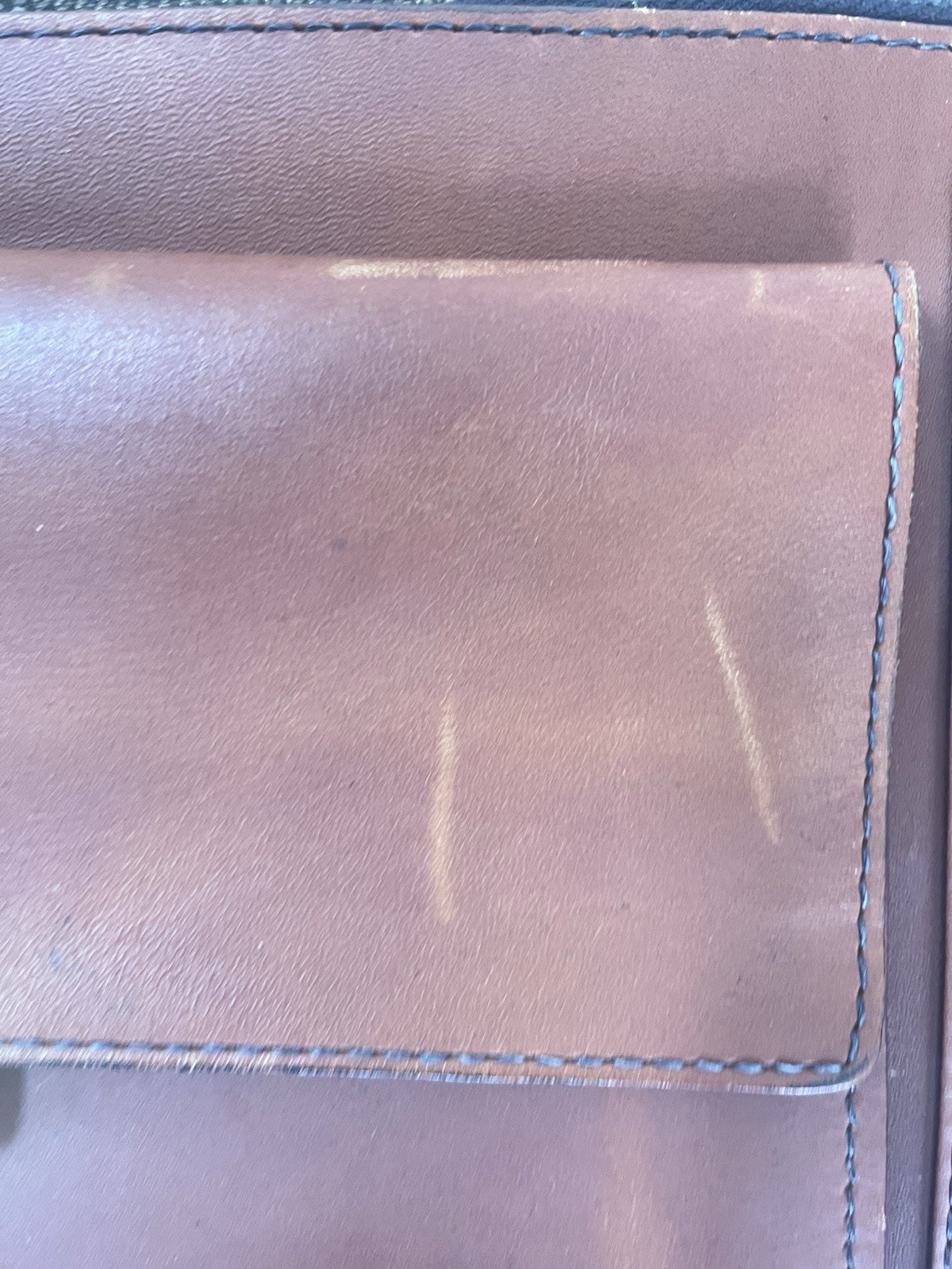 Schlesinger Brothers Briefcase Saddle Leather Vintage USA Slide Handle