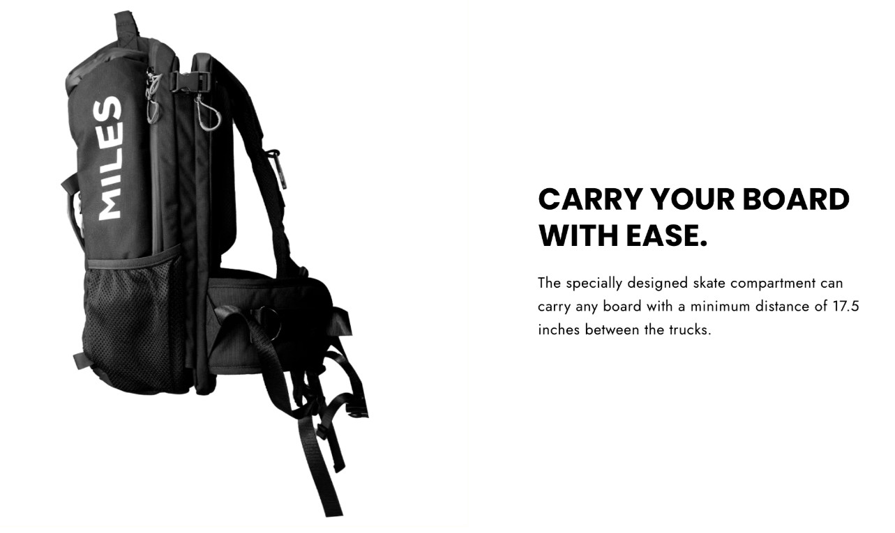 Miles ESK8 Jetpack Skateboard Backpack Longboard Carry Bag Commuter NEW
