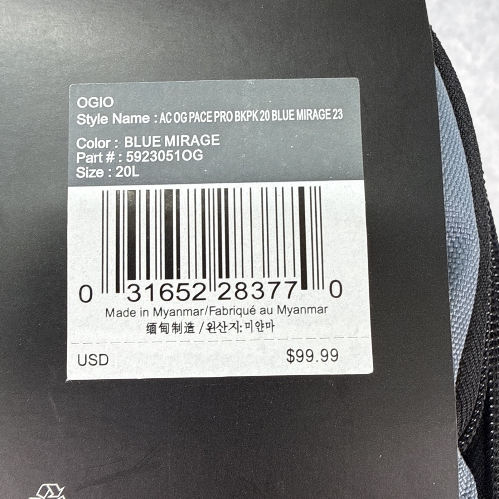 OGIO Pace Pro 20L Backpack Black Laptop Travel Work School Bag NWT • Blue Mirage