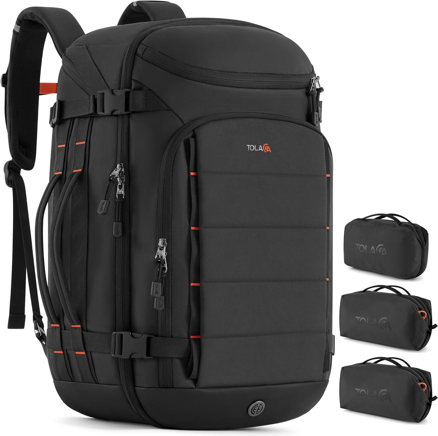 40L Water-Resistant Travel Backpack with Packing Cubes – Black Laptop Bag