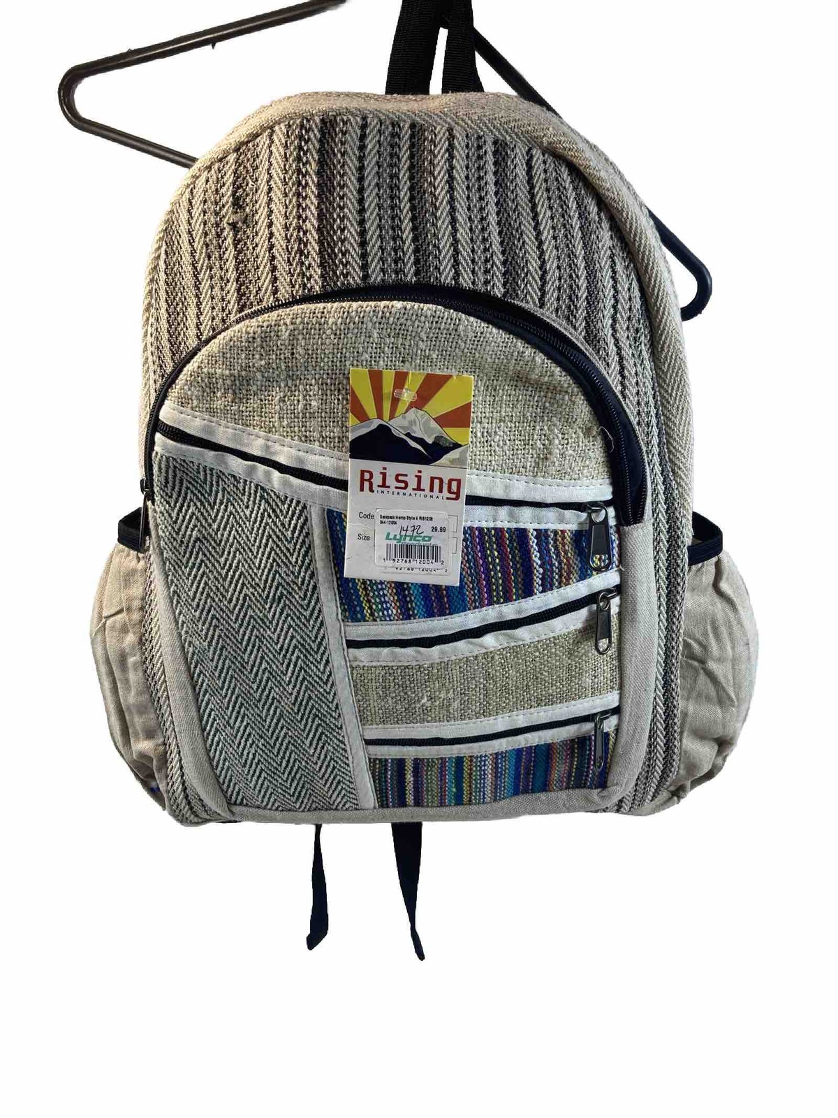 Himalayan Hemp All Natural Pure Handmade Multi Pocket Laptop Backpack Tan New