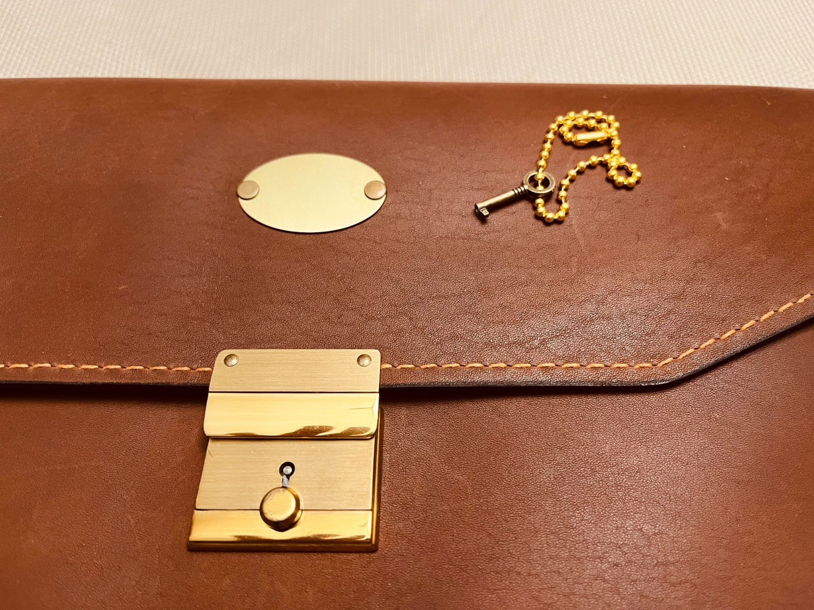 SCHLESINGER BROS. Thick Rustic Belting Leather Briefcase / Attaché / Portfolio
