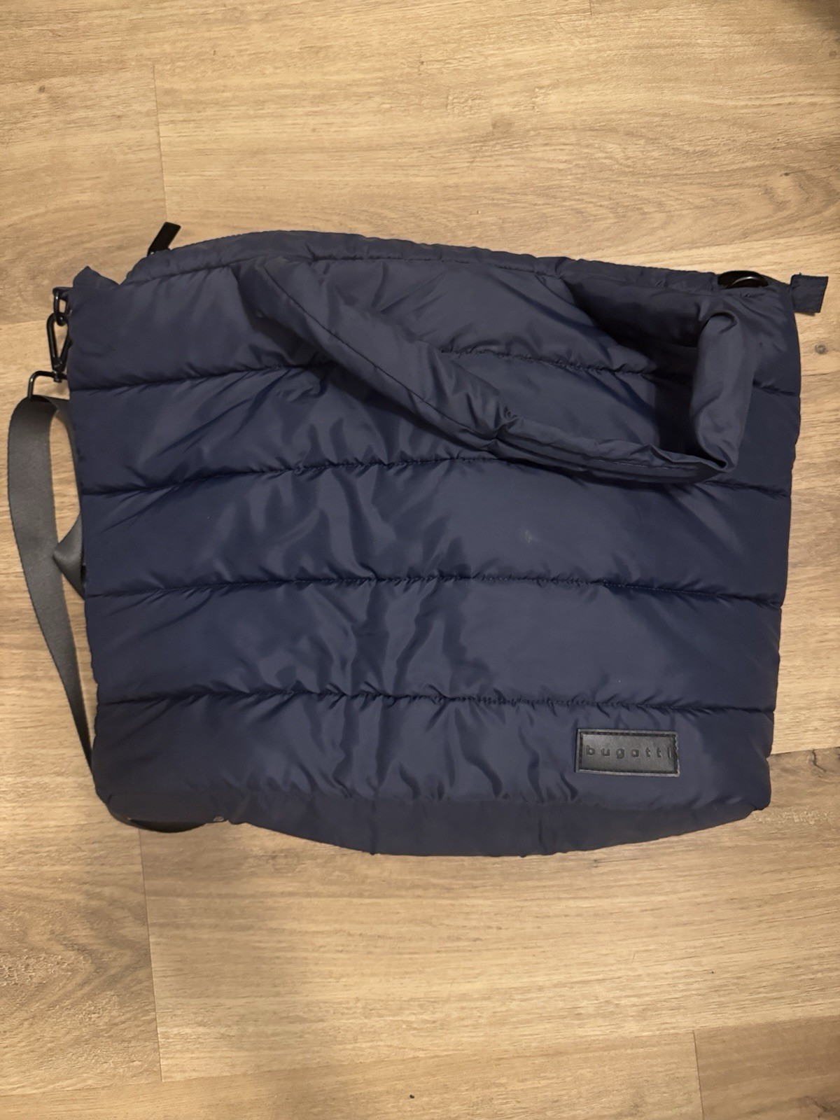 Bugatti Navy Quilted Puffer Messenger Bag, Zip Closure, Men’s Shoulder Strap