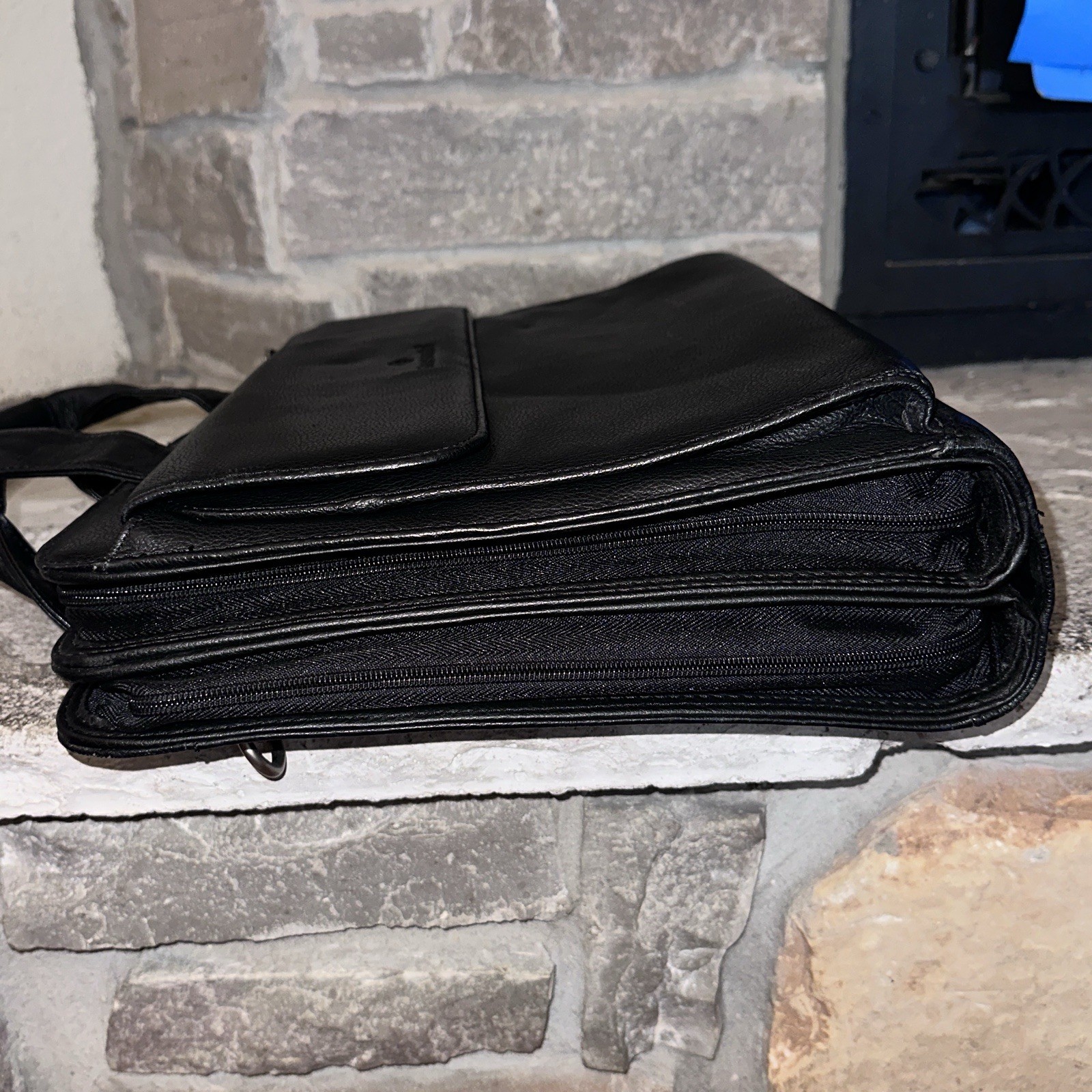 Samsonite Black Grain Leather Laptop Bag Briefcase 3-Ring Organizer 14x11x5”
