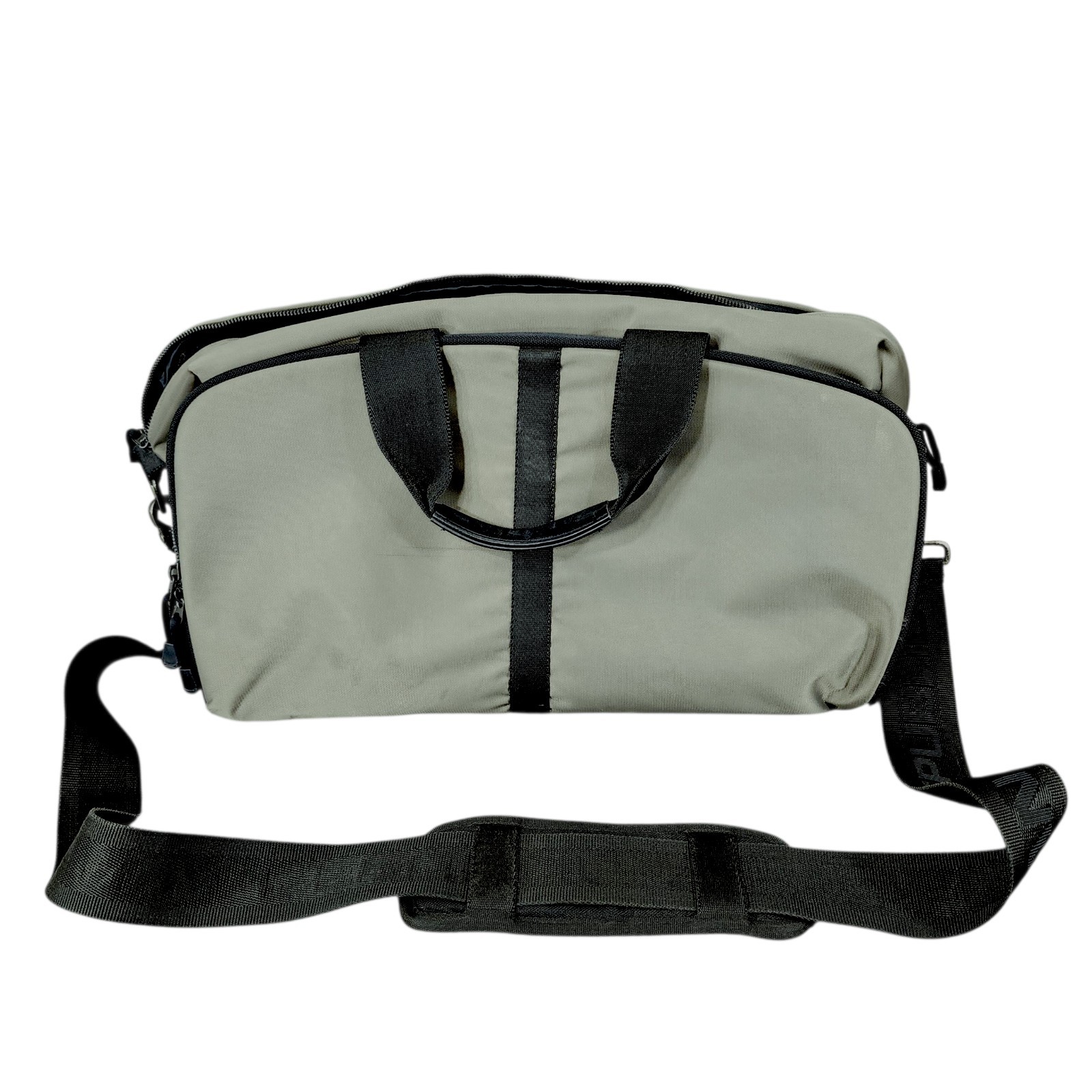 Vtg Banana Republic Duffle Bag Weekender Nylon Canvas Leather Large Travel Black