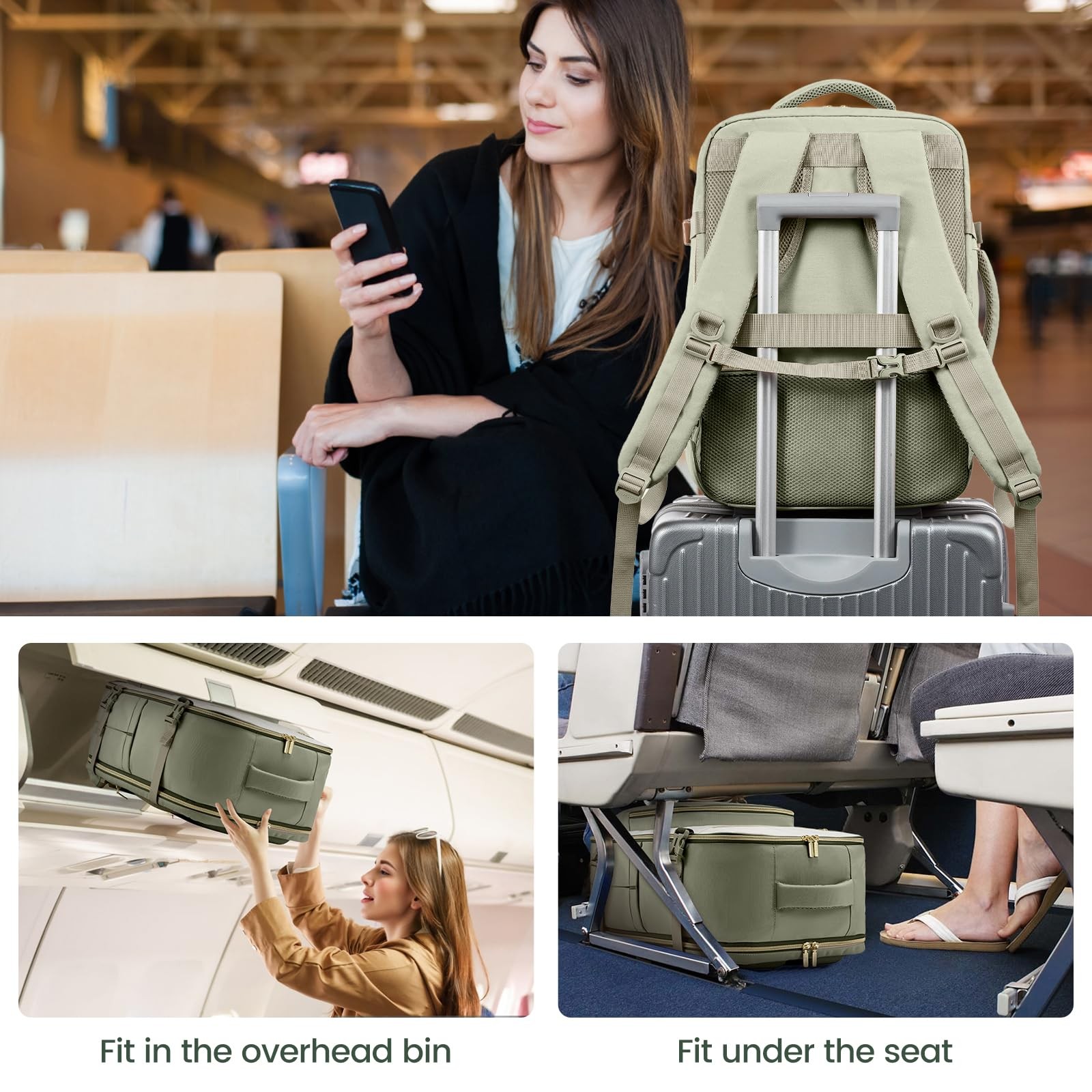 Lovevook 40L Carry On Travel Backpack for Women, 17 Inch Laptop