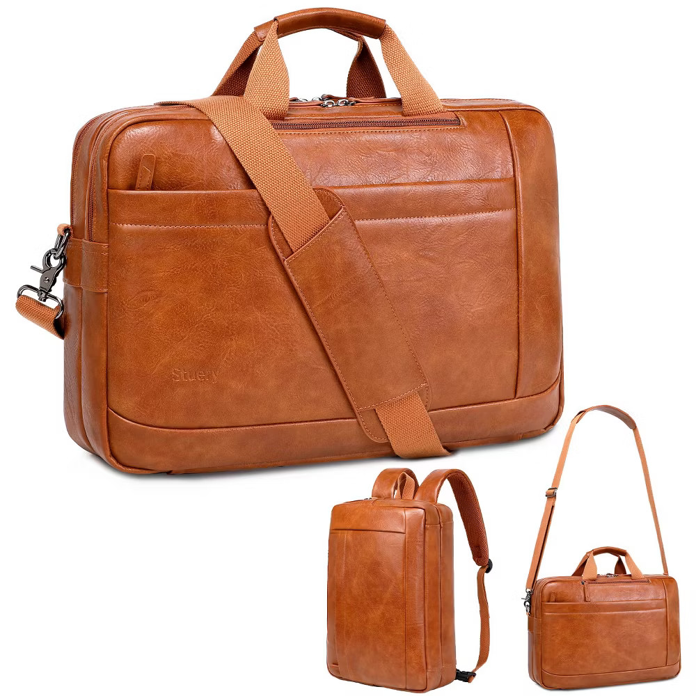 Faux Leather Messenger Bag for Men | 17 Inch Leather Mens Laptop