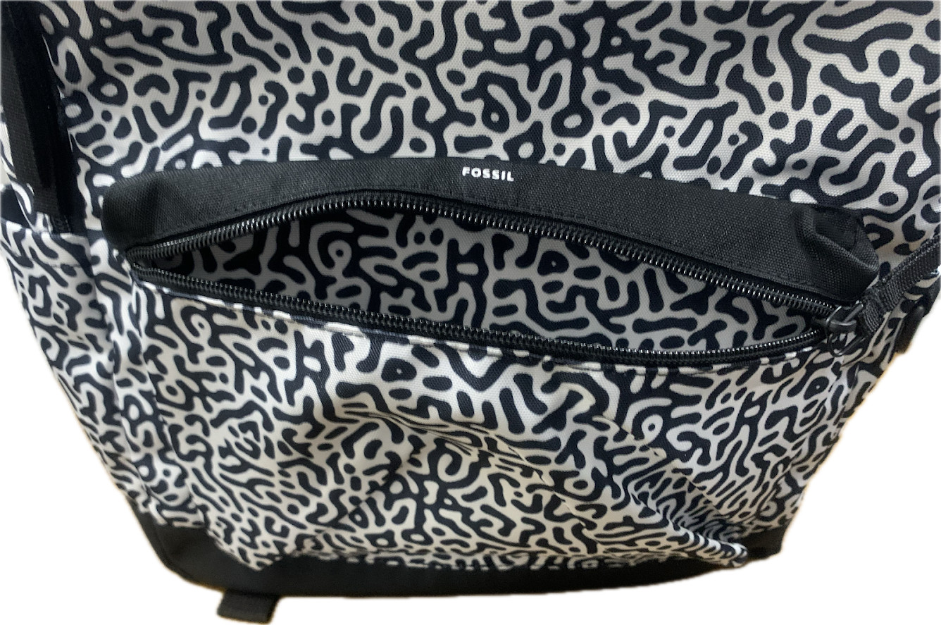 Fossil Belmont ViralOff Backpack Black White Laptop Travel Bag MBG1617005 NWT