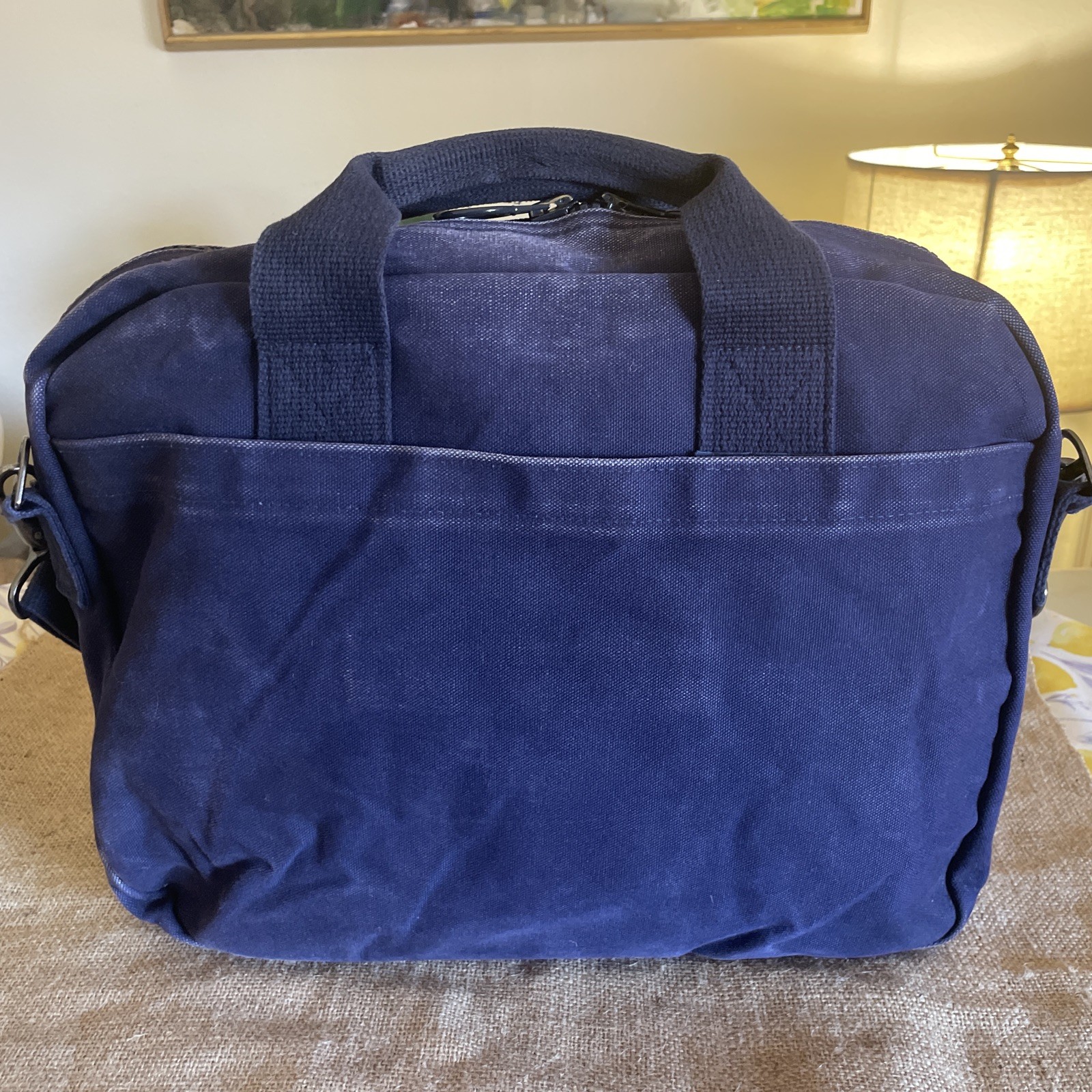 VTG Lands End Messenger Bag Canvas Denim USA Made Blue Distressed Faded 90s