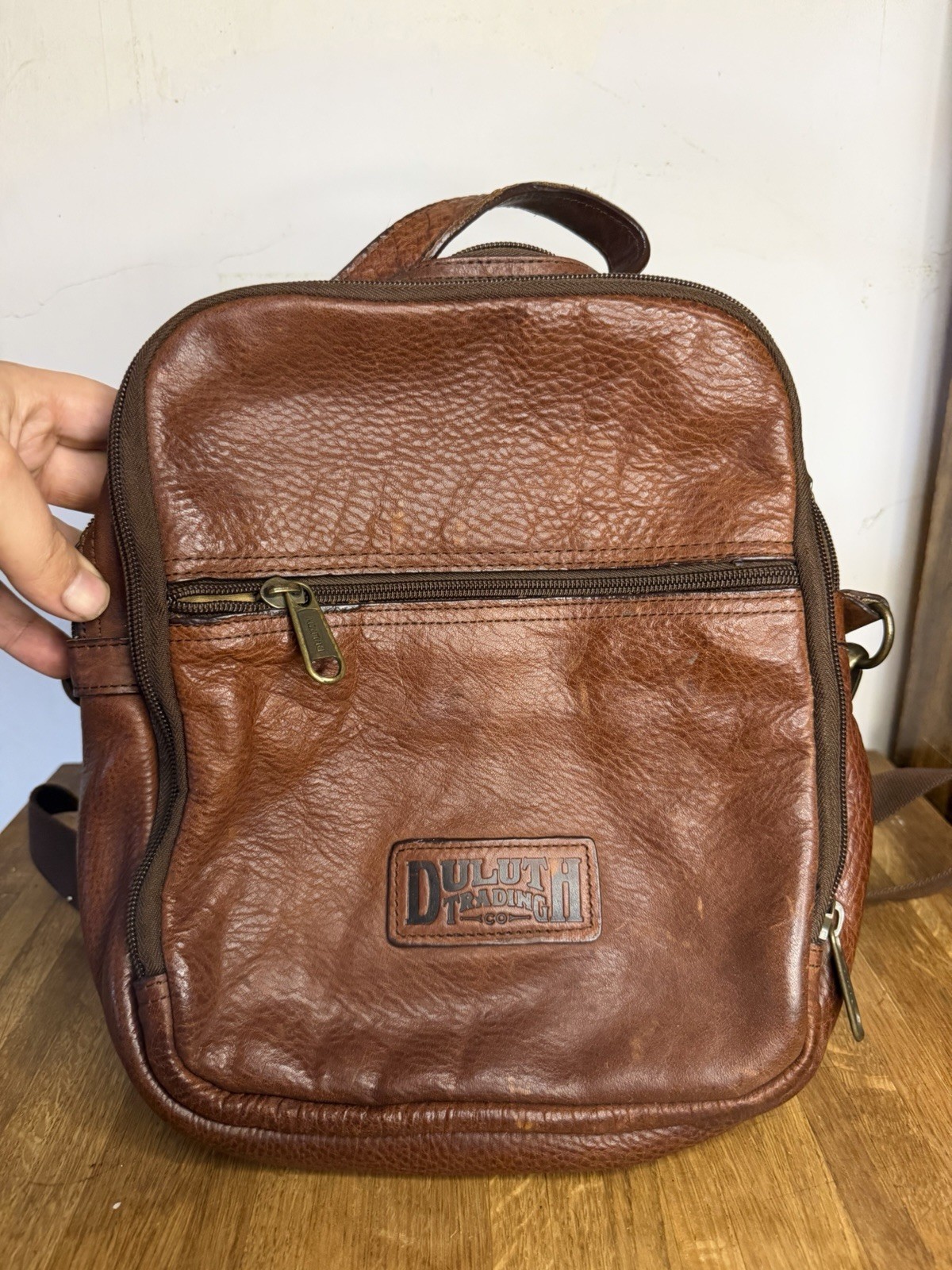 Duluth Trading Co Lifetime Brown Leather Classic Satchel Crossbody Bag Unisex