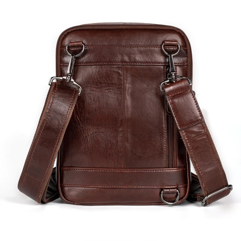 Leather Messenger Bag for Men, Small Leather Sling Shoulder Bag Messenger Pac