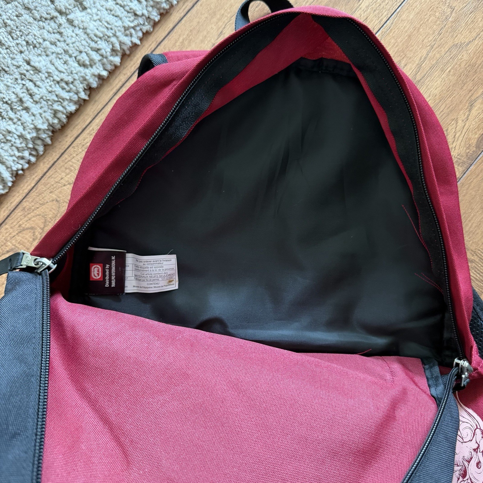 Y2K Rare Ecko Unltd. Unisex Grungy Embroidered Logo Red Rhino Skull Backpack