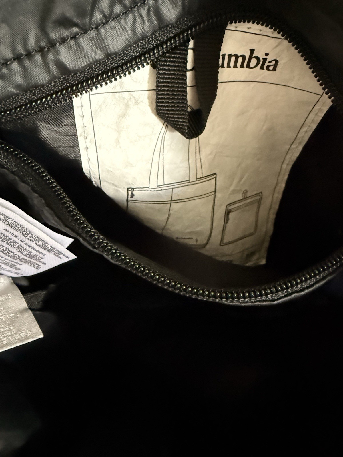 Columbia 18L Black Lightweight Packable Tote Bag Reusable Travel Durable