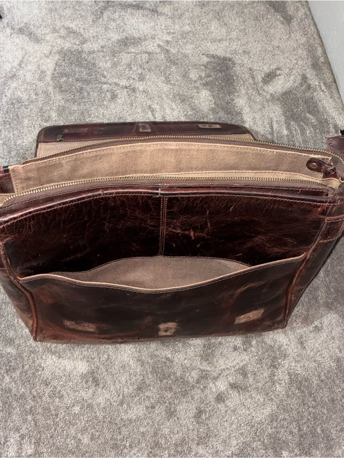 ROOSEVELT Buffalo Jackson Leather Satchel Messenger Bag Full Grain Distressed