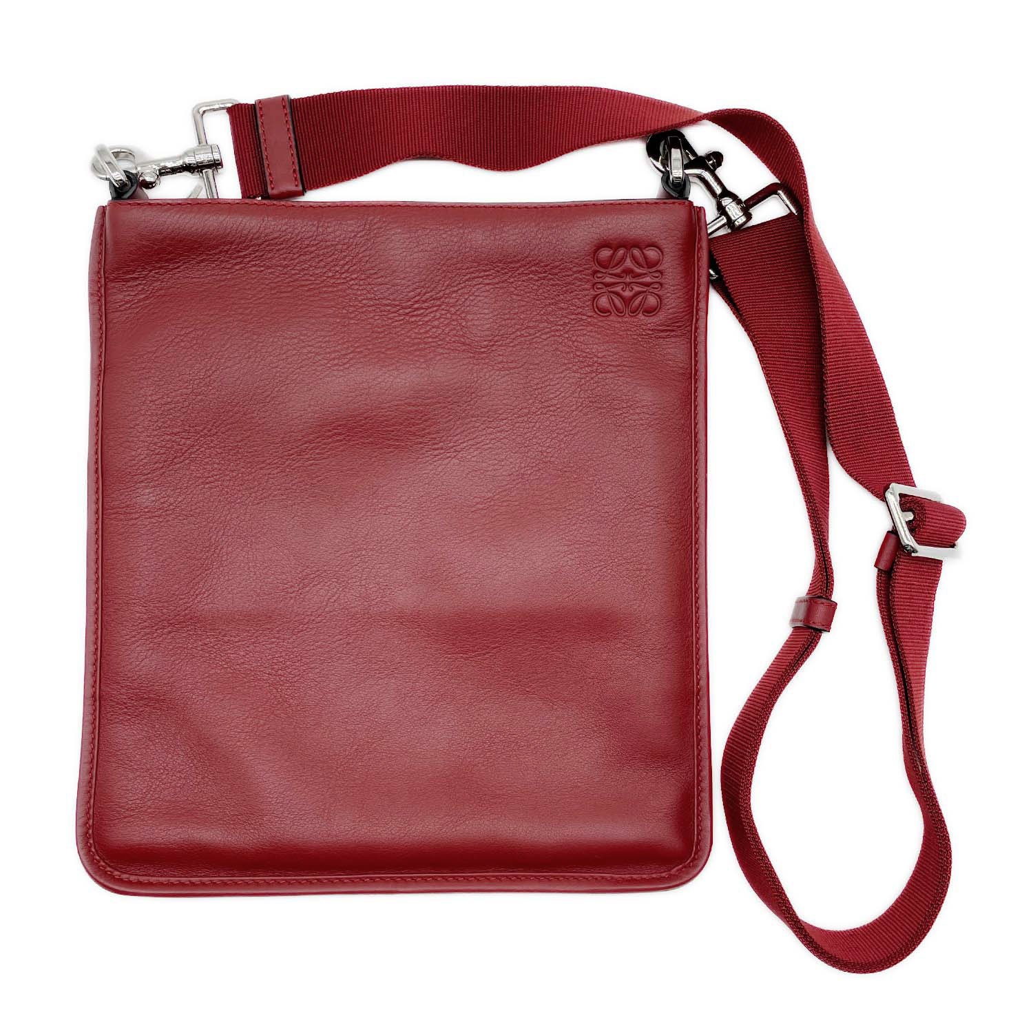 LOEWE New Toledo Flat Shoulder Bag Anagram 358.29.L30 Leather Red Used