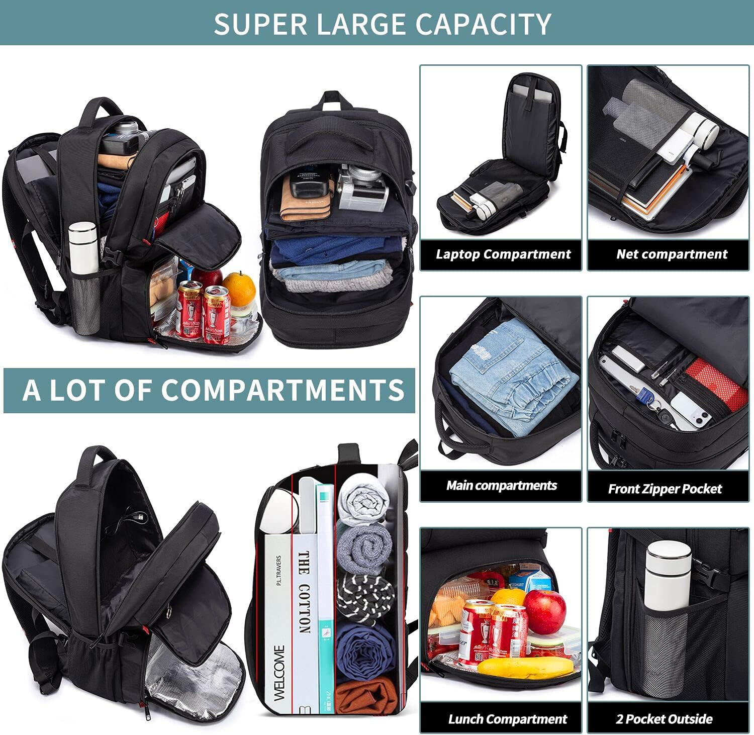 Extra Large Travel Laptop Backpack 50L,Lunch Backpack 17.3 Inch Business Work Ba