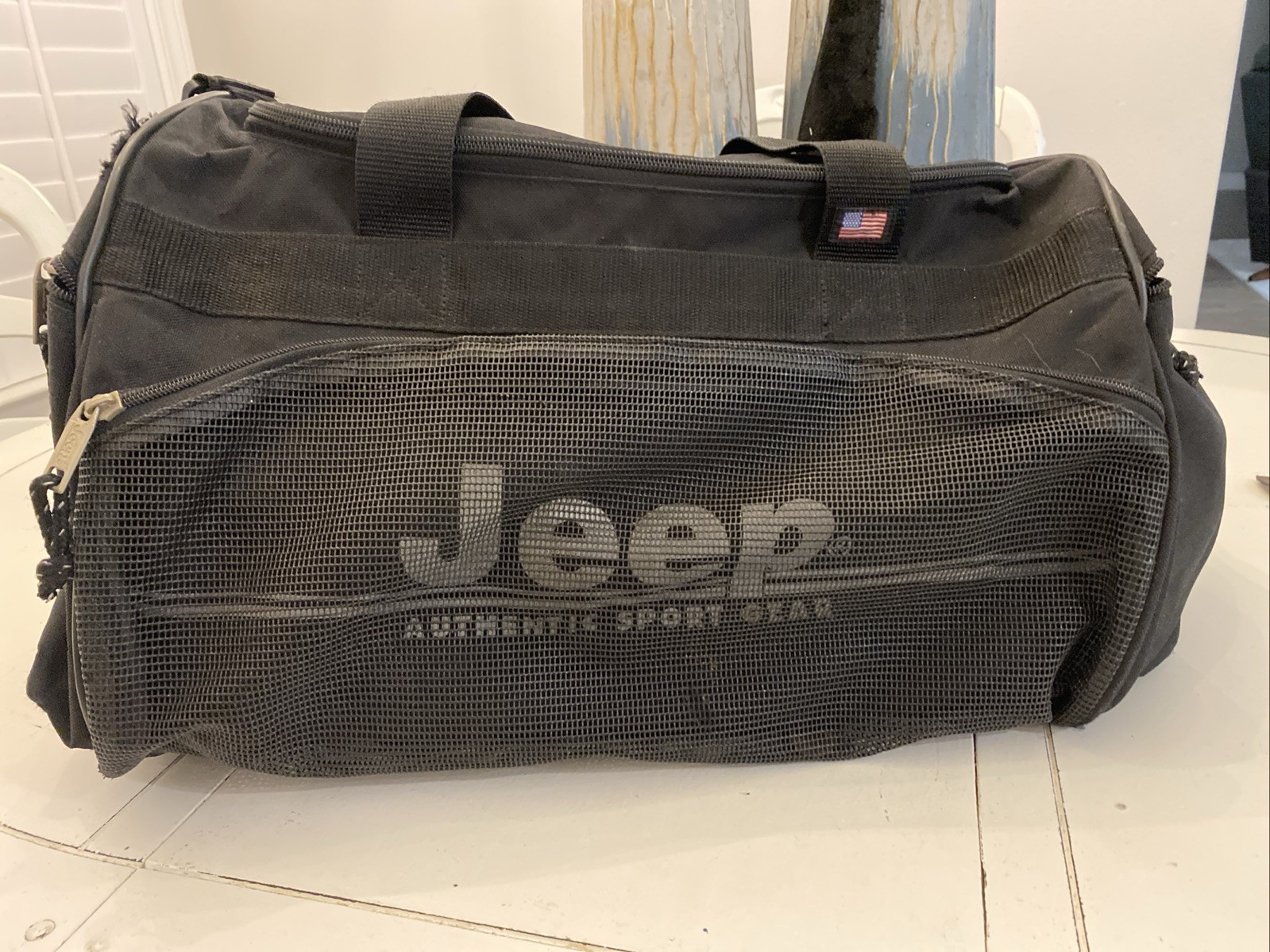 JEEP Authentic Sport Gear Duffel Bag Black Jeep Travel Gear Vintage Read