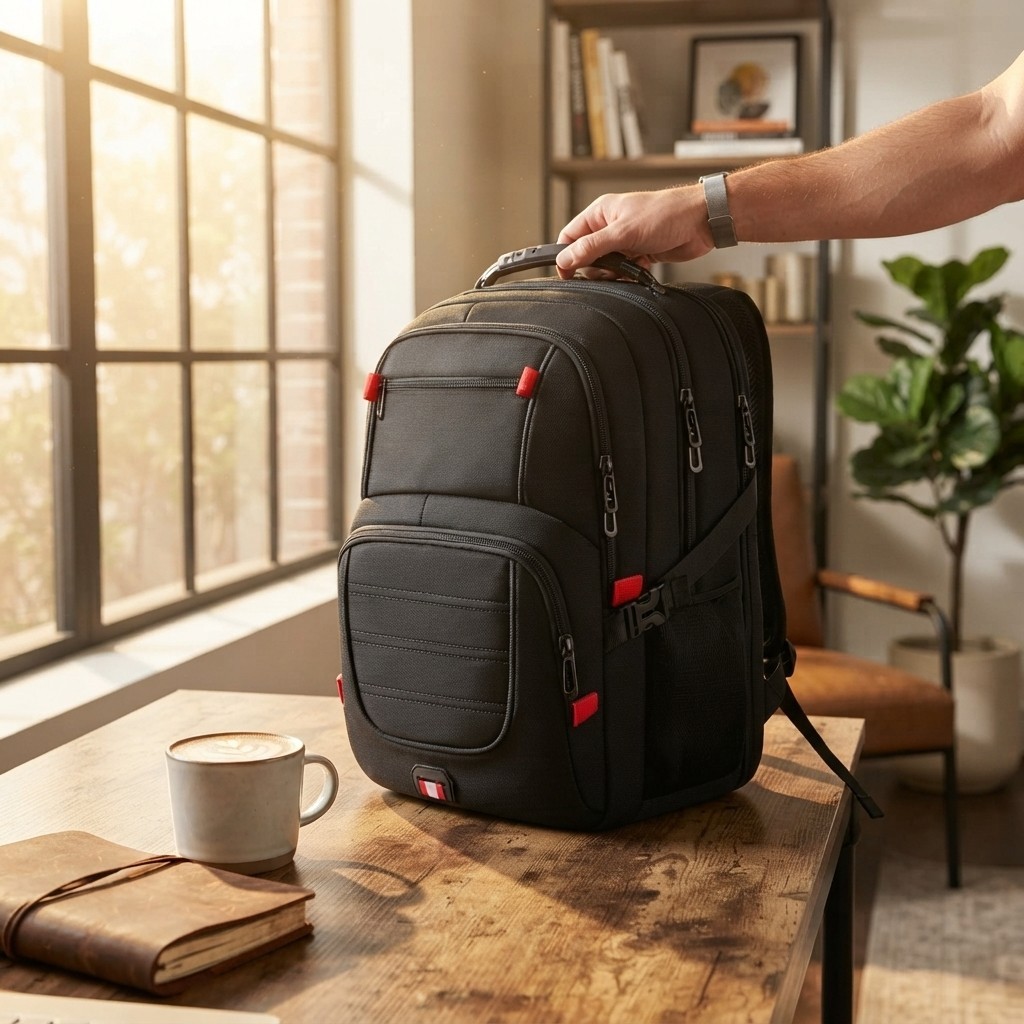 Spacious Carry On 45L Backpack with Padded Laptop Compartment – Travel Black