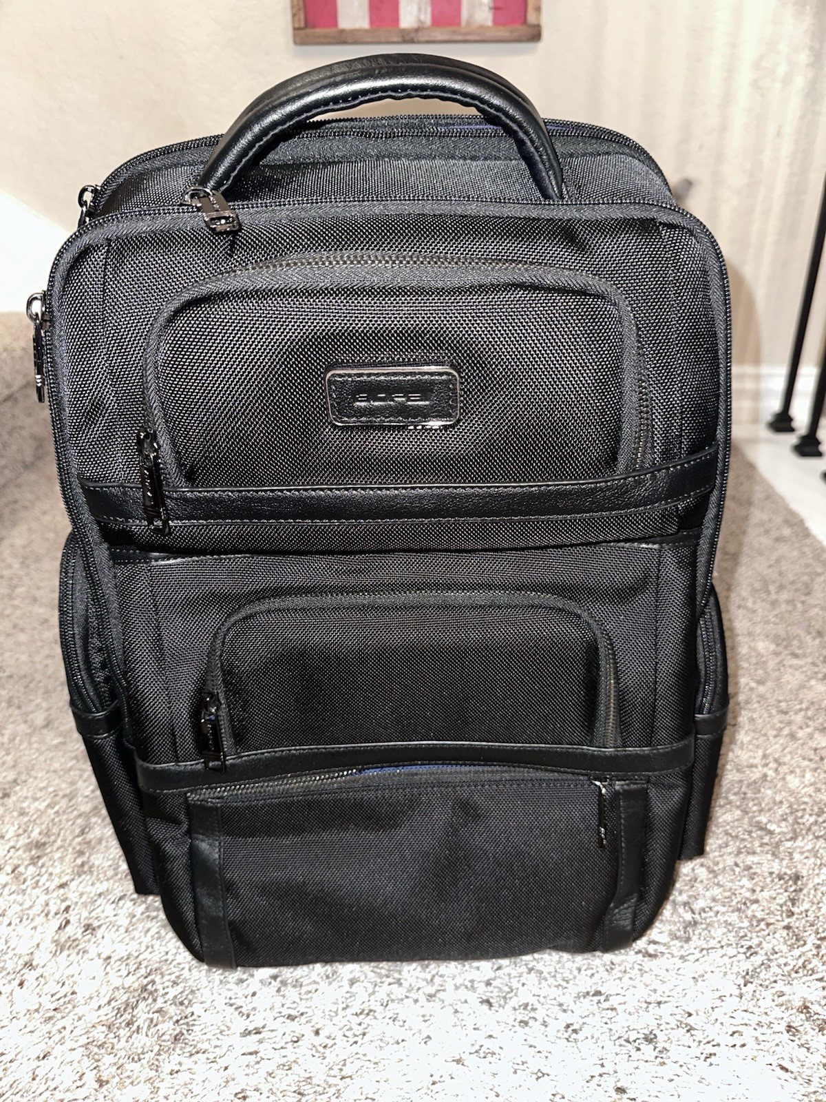 Bopai Mens Black Slim Professional Business 15.6 Travel Laptop Backpack Bag NWOT