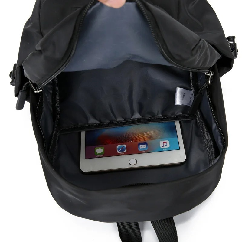 Mini Men’s Backpack Small Black Canvas Travel School Waterproof Bag