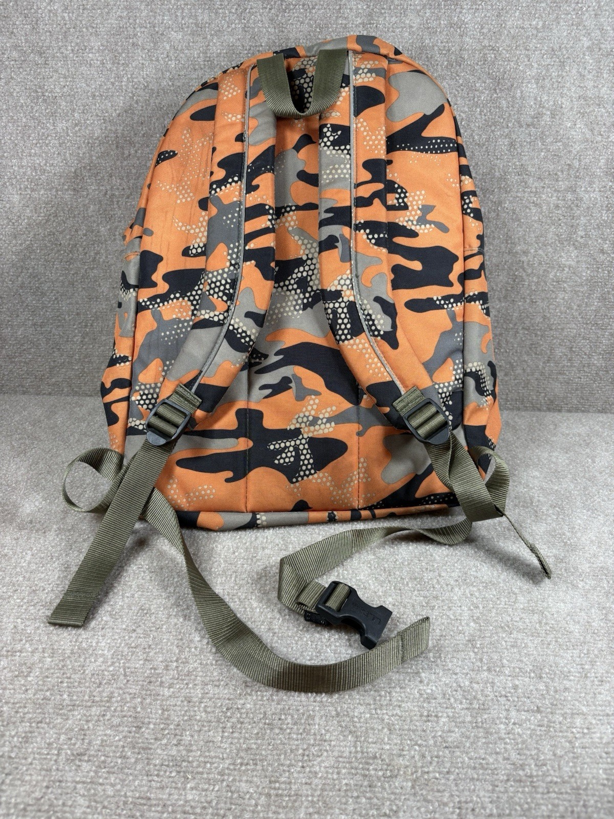 LL Bean Backpack Orange Grey Black Camo Reflective Outdoors School Item #236564