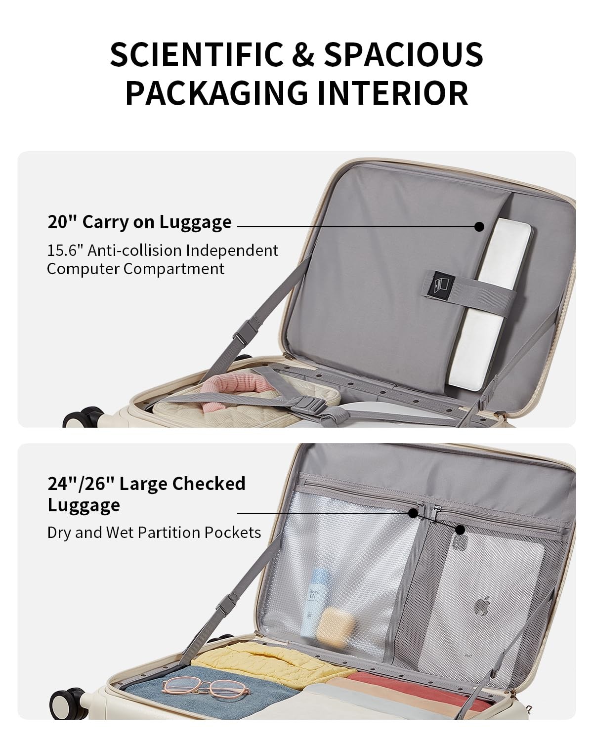 Expandable Top Opening Carry On Luggage Airline Approved, 20 Inch Lightweight…