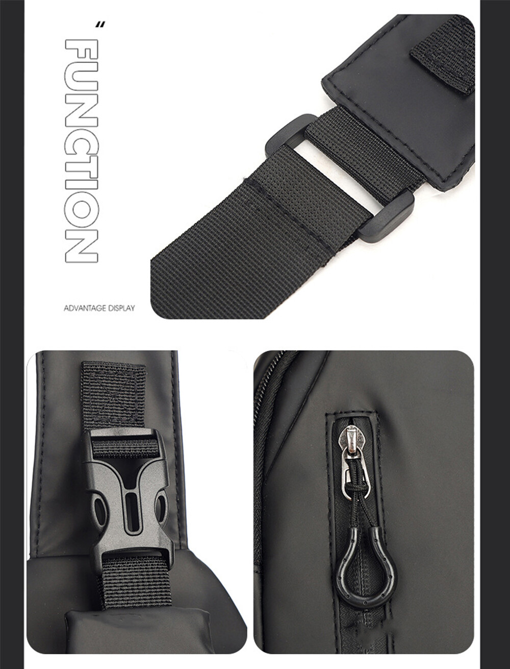 Men’s Crossbody Bag Large Capacity Zipper Front Pack Adjustable Sports Bag Gift