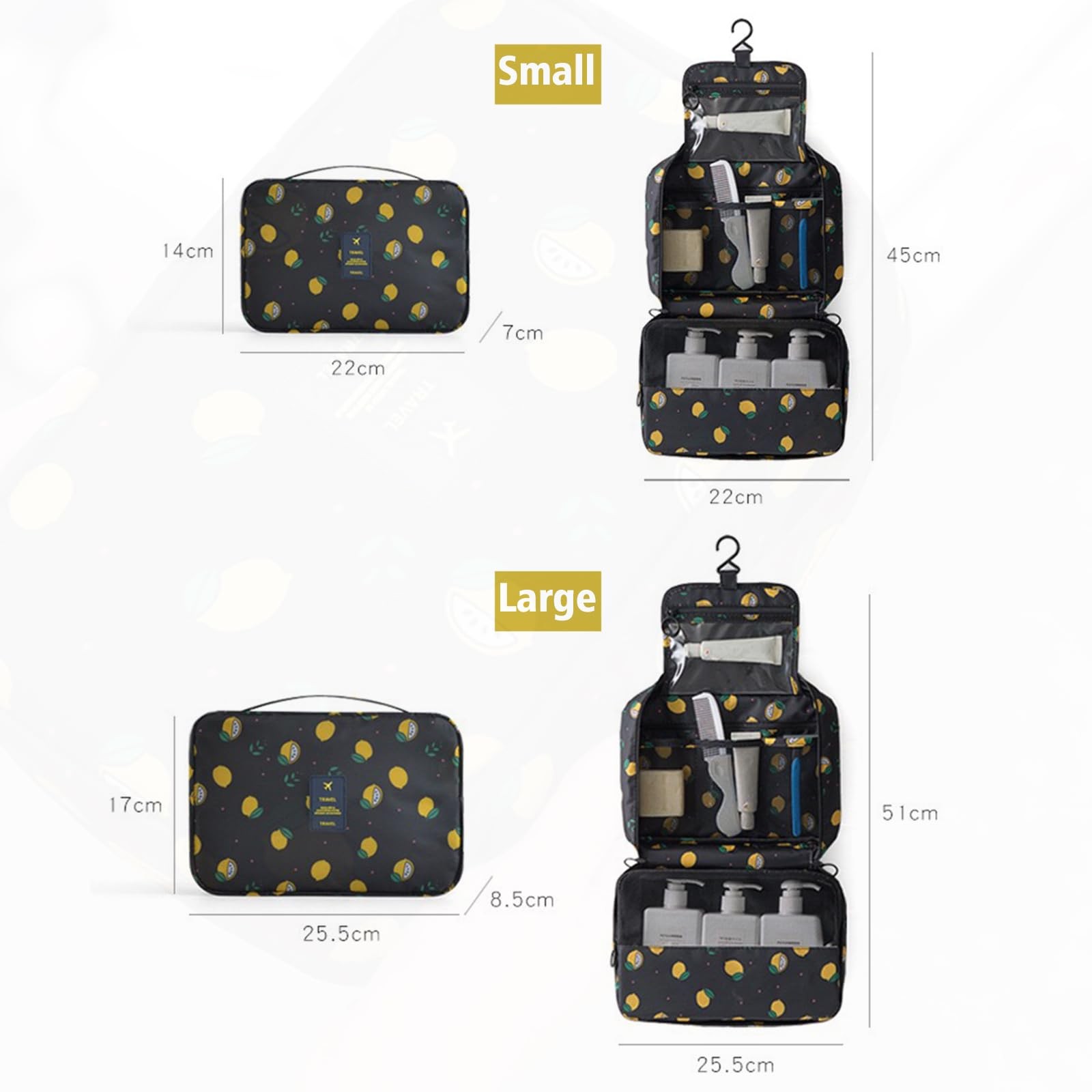 L&FY Hanging Toiletry Bags, Travel Makeup Toiletries Bag Organizer S, Black-2
