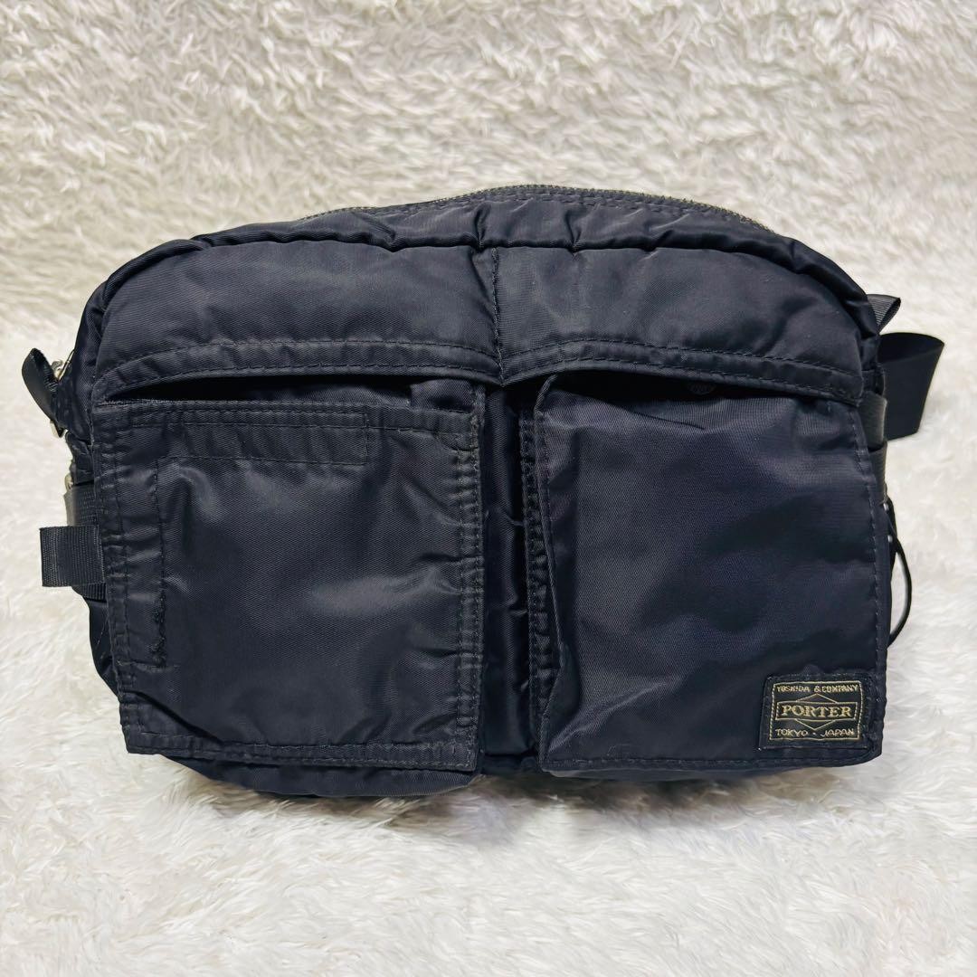 Authentic PORTER Yoshida TANKER Waist Bag Black Nylon 28cm x 18cm x 12-15cm Ligh