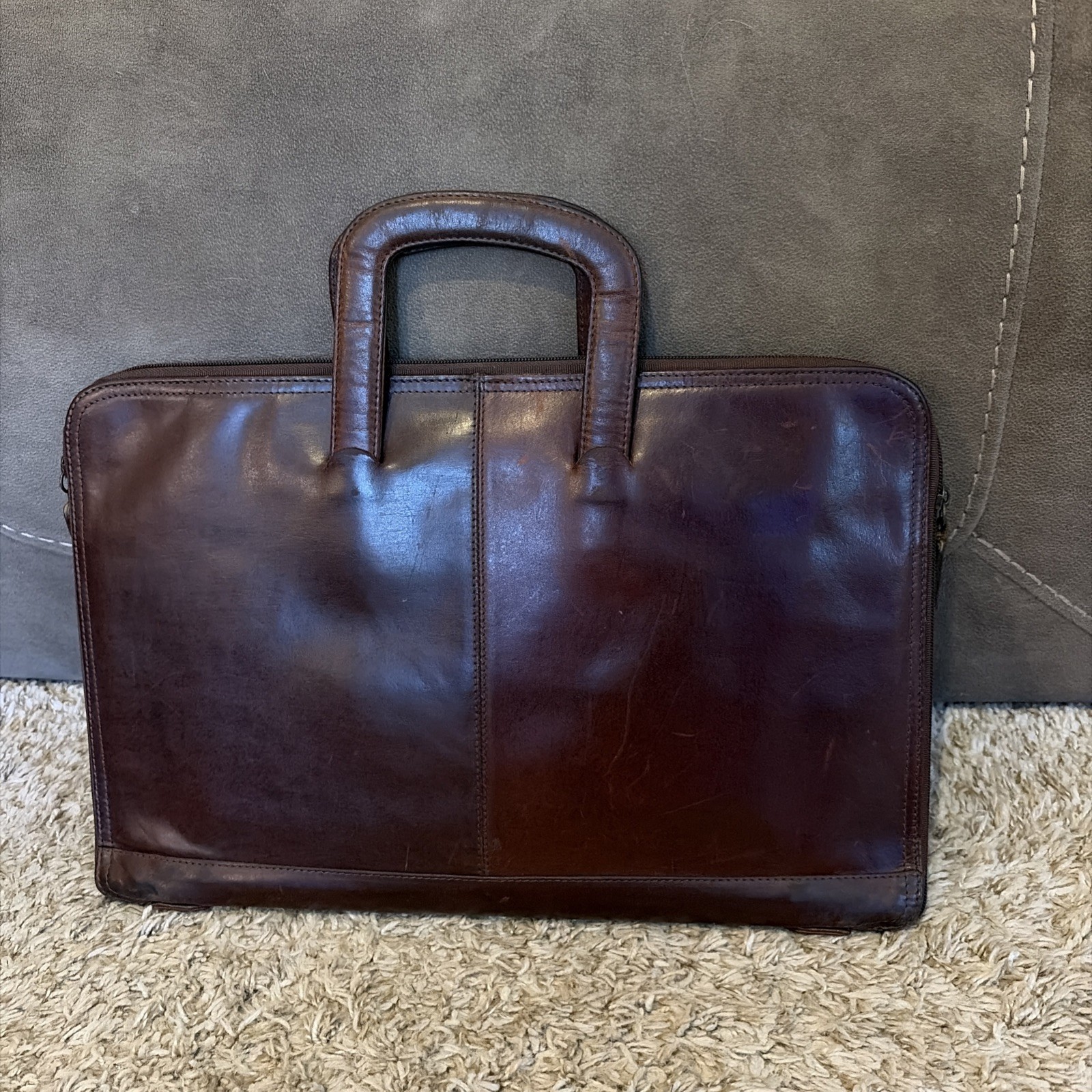 VTG Wilsons Leather Studio Brown Leather Briefcase 16” Bag Dual Handles