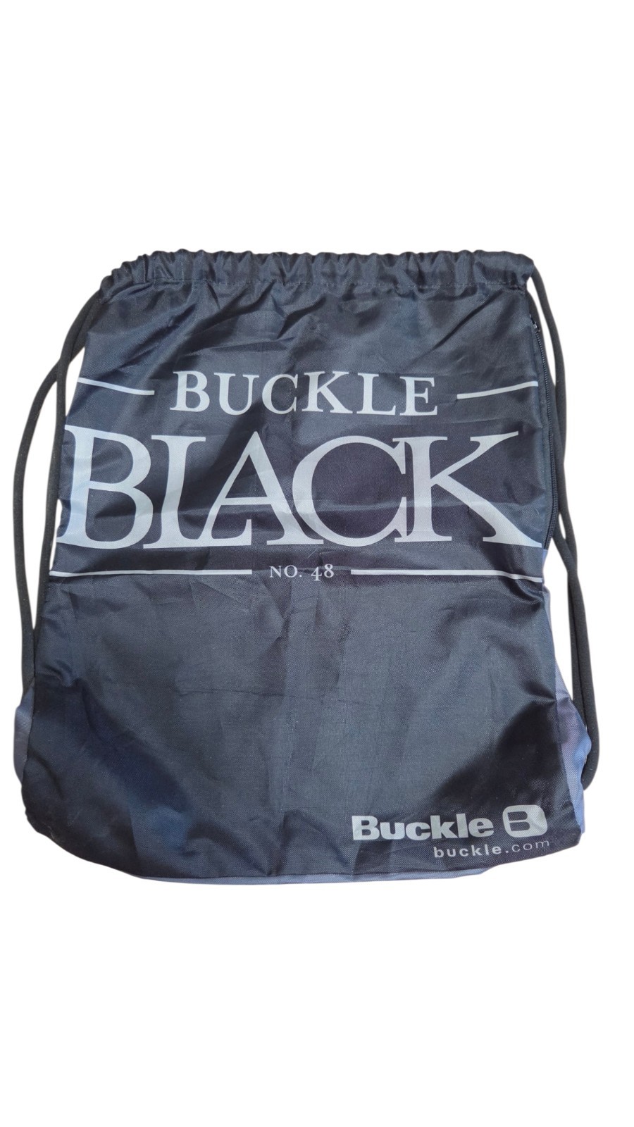 Vintage Buckle Black Backpack Drawstring Zipper Side Pocket