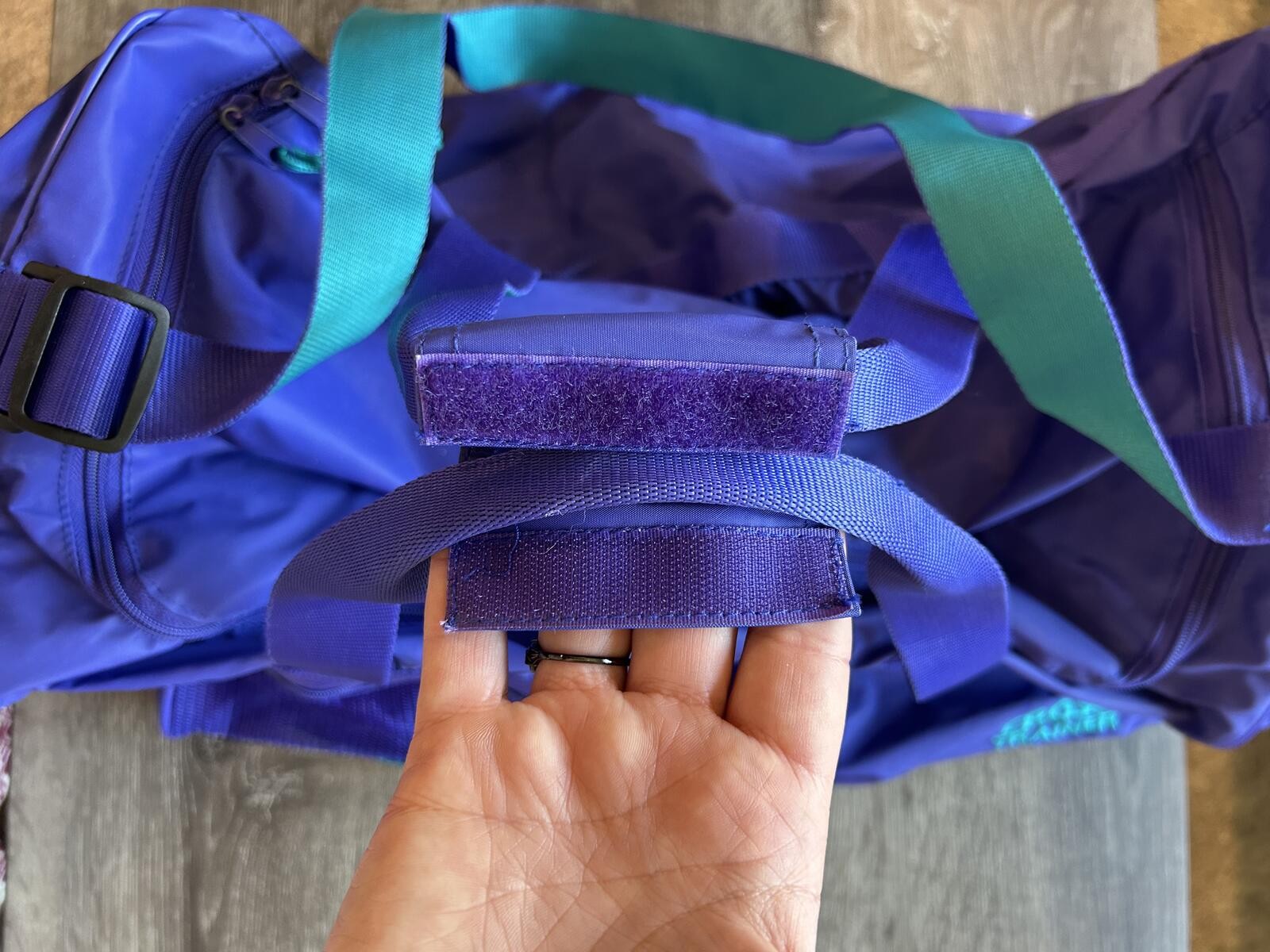 Retro Cross Trainer Purple & Teal Gym Duffel Bag Travel Sports Tote
