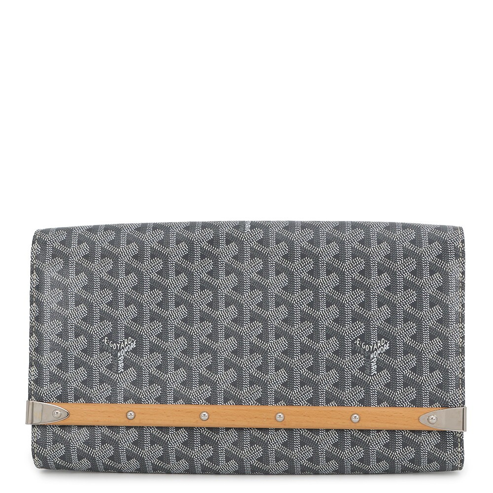 GOYARD Monte Carlo Clutch Bag PVC/Leather Gray