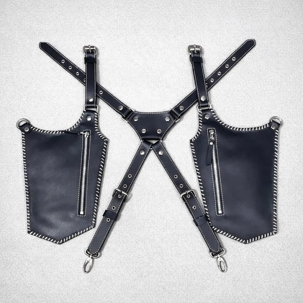 Mobile Holster Adjustable Harness with Zippered-Bags, Vintage Shoulder Holster