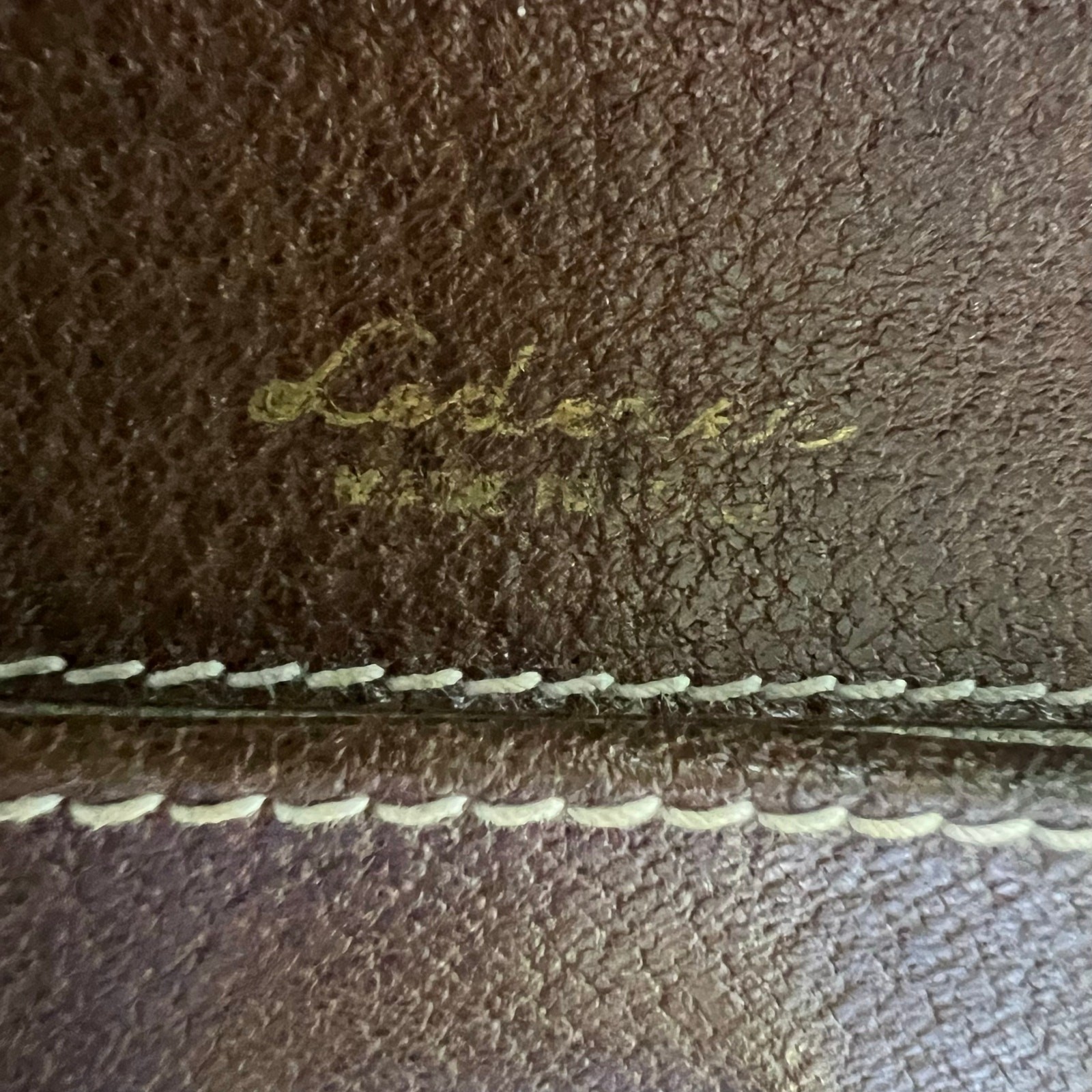LEDERER Brown Contrast Stitch Leather Briefcase