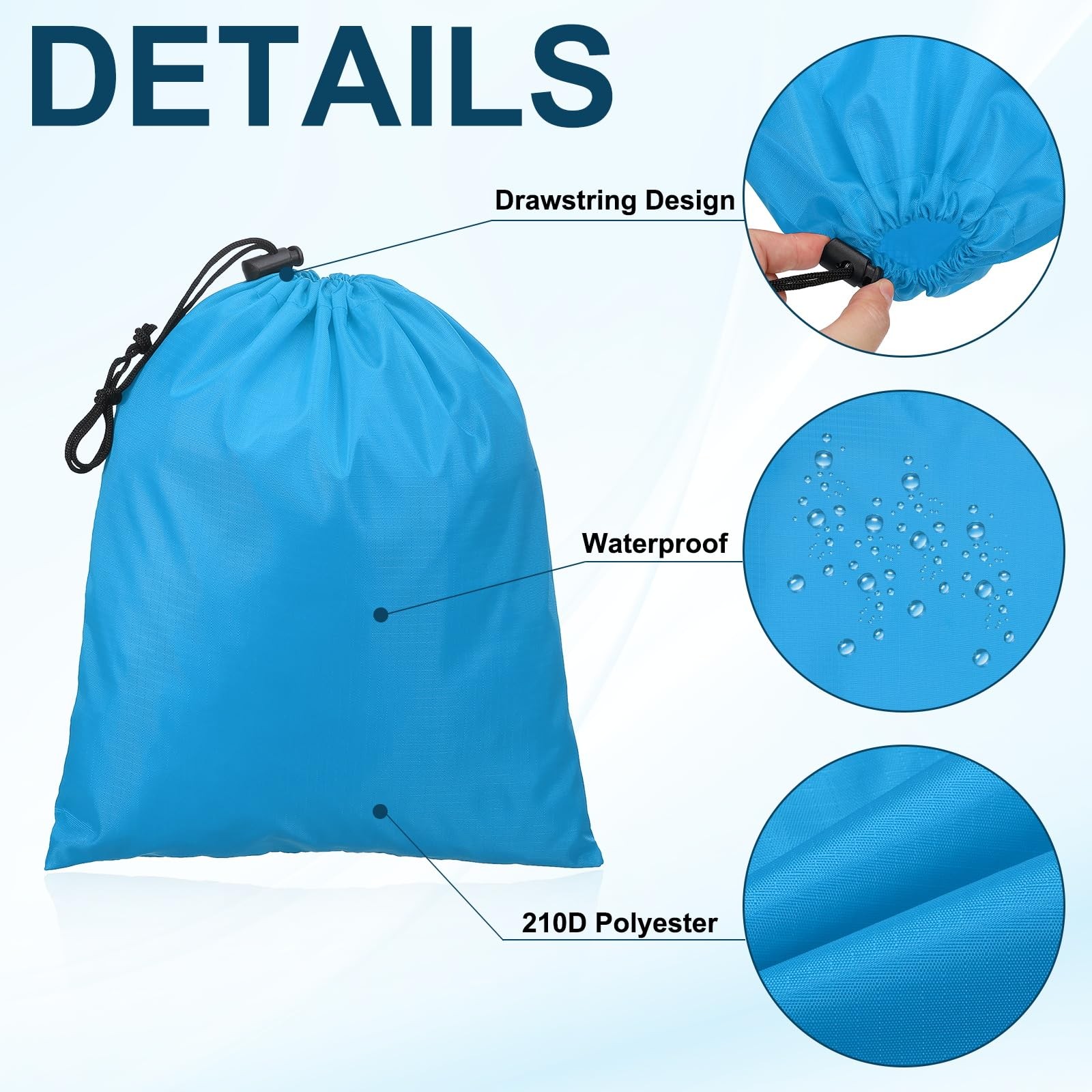 Travel Storage Bags with Toggle 6 x 8 Inch, 6 Pack Waterproof 210D Polyester …