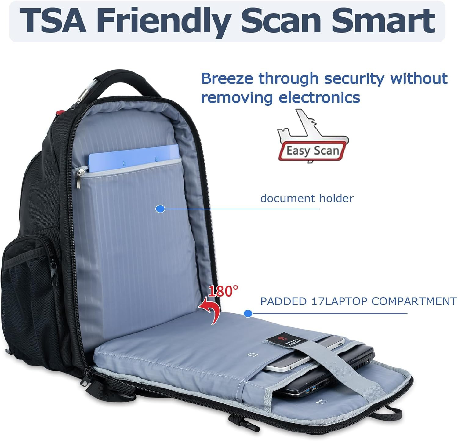 17.3” Travel Laptop Backpack TSA Friendly, Water Resistant Anti Theft Extra Lar