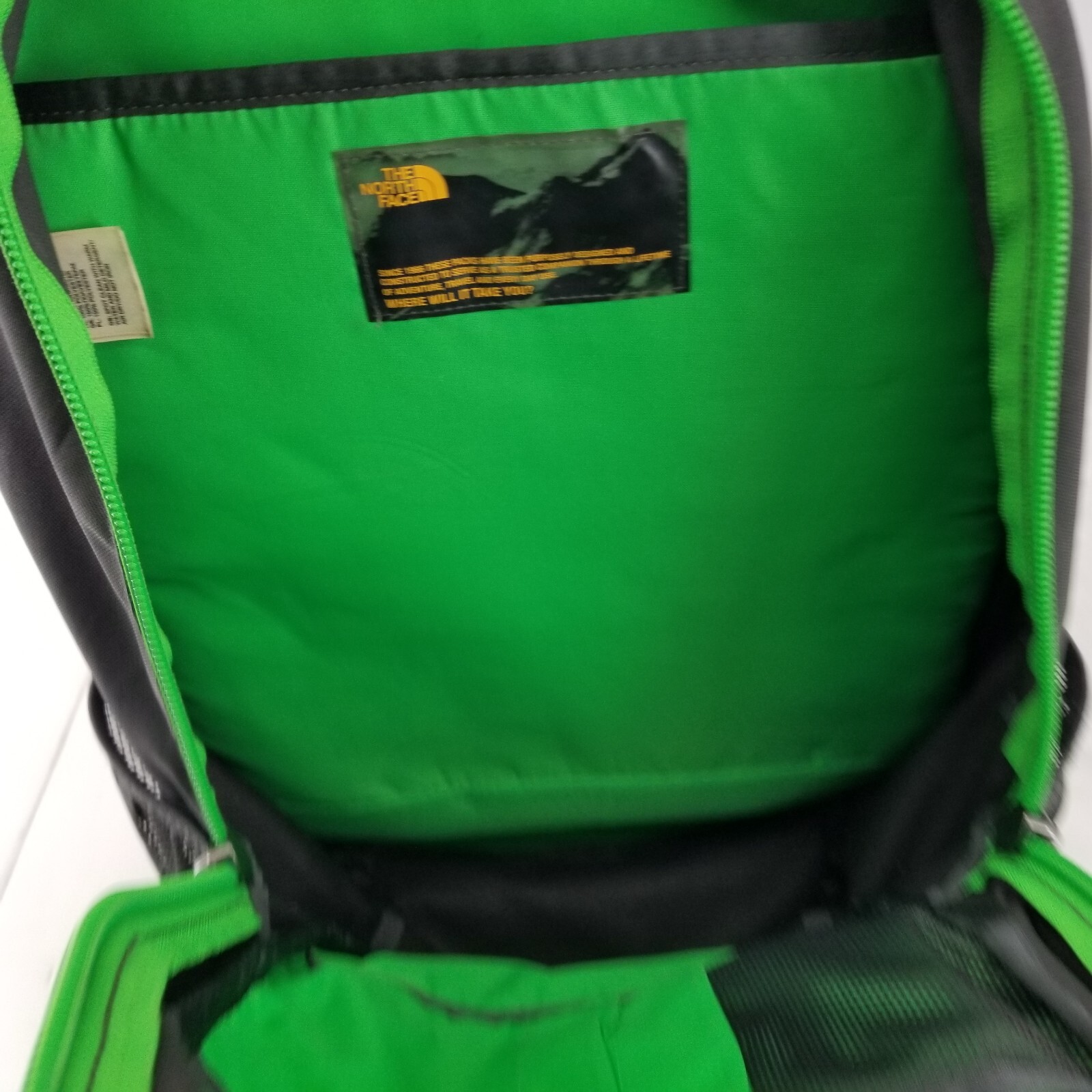 North Face Jester 28 Liter Black Green School Hiking 18 Inch Backpack