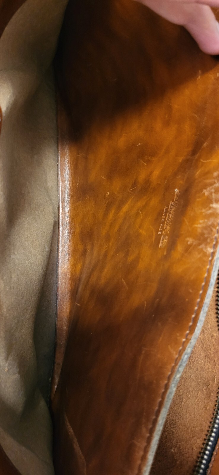 Vintage SCHLESINGER BROTHERS Briefcase Ranch Hide Brown Leather